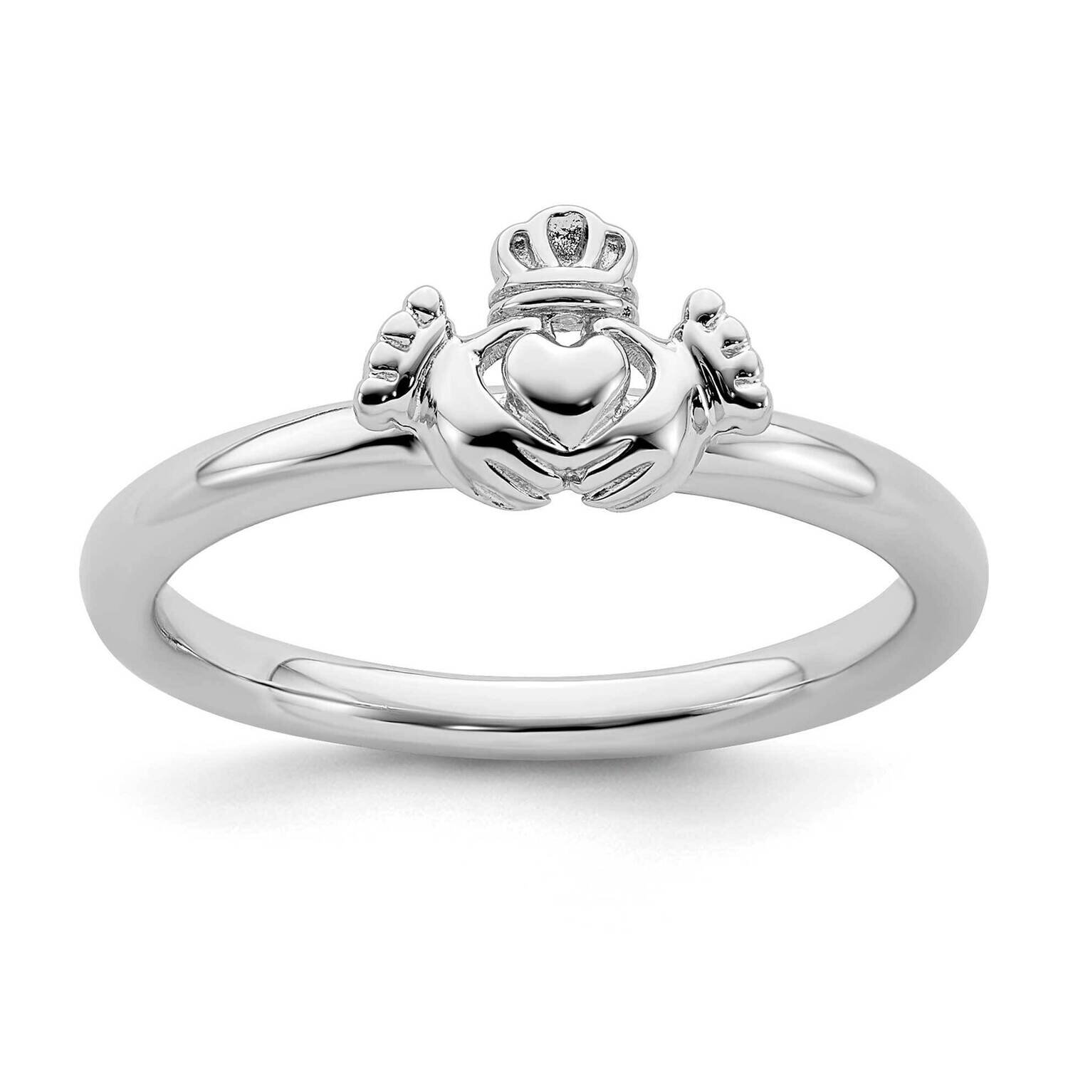 Claddagh Ring Sterling Silver Rhodium-plated QSK1946