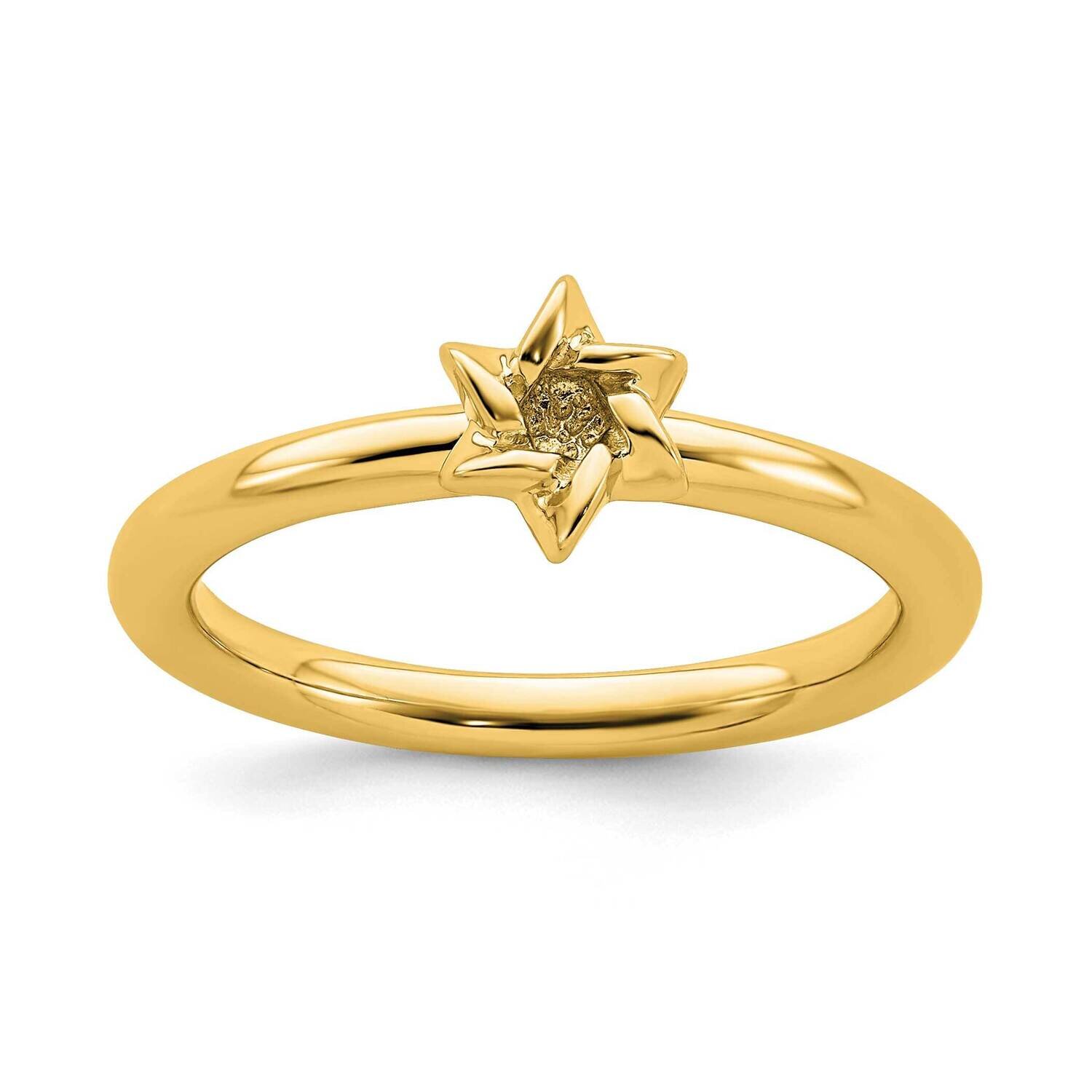 Yellow-plated Star of David Ring Sterling Silver QSK1949, MPN: QSK1949, 191101721816