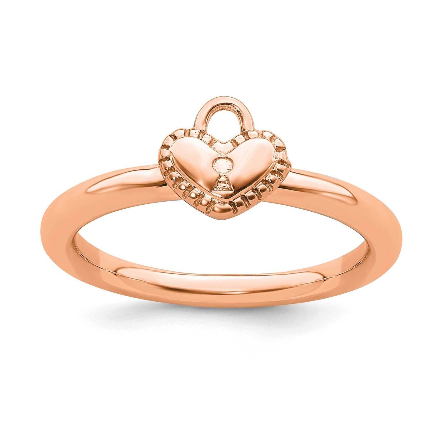 Pink-plated Heart Padlock Ring Sterling Silver QSK1959, MPN: QSK1959, 191101722400