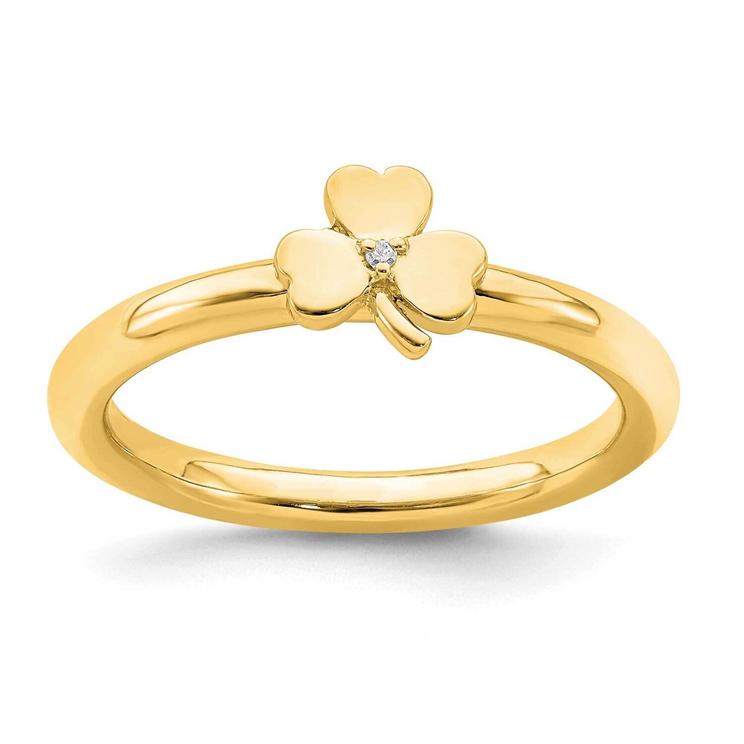 Yellow-plated Dia. Clover Ring Sterling Silver QSK1970