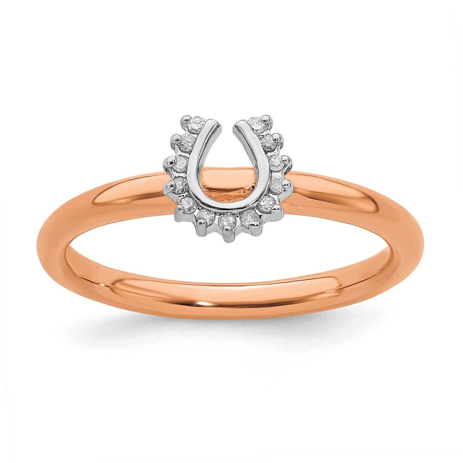 Pink-plated Dia. Horseshoe Ring Sterling Silver QSK1978, MPN: QSK1978, 191101723544