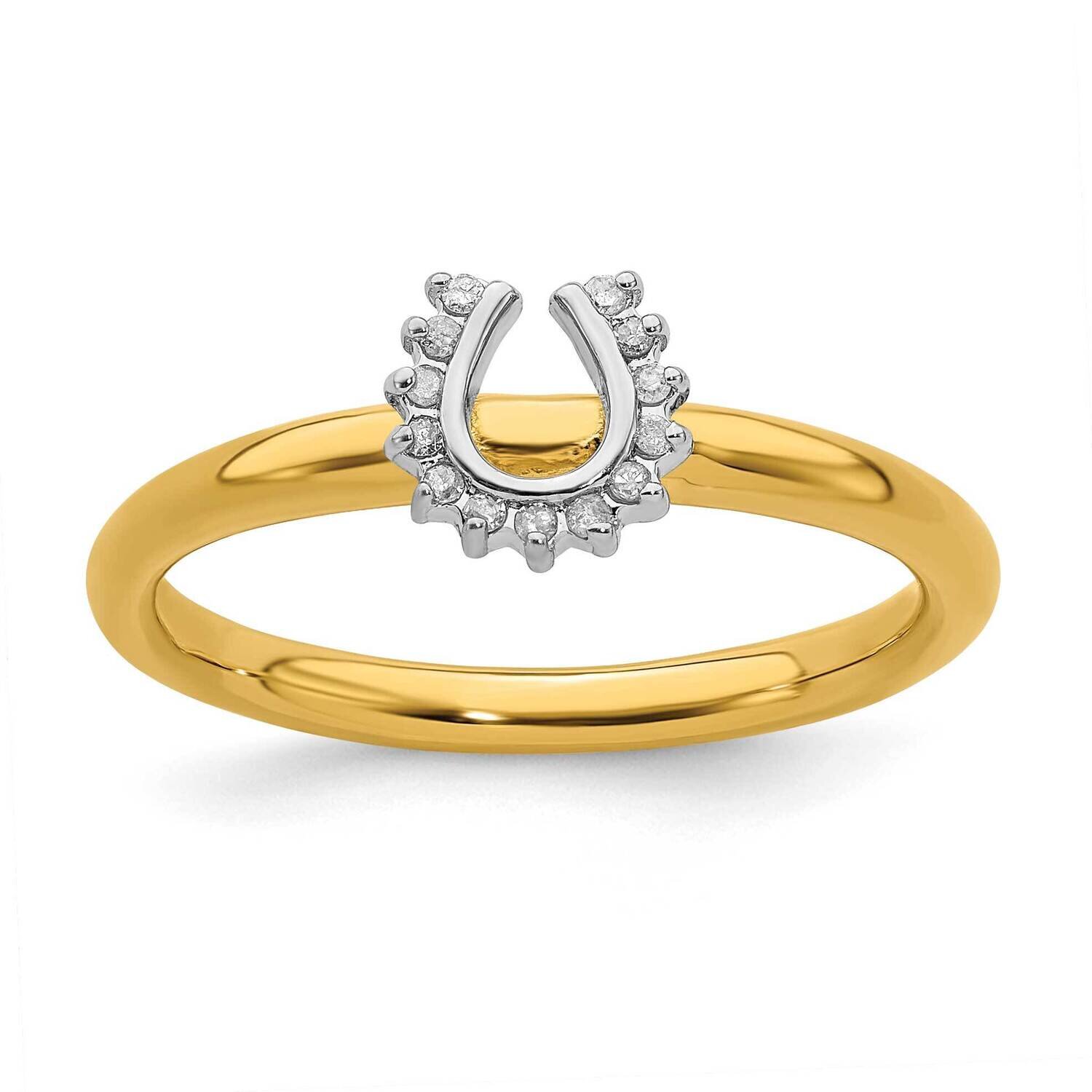 Yellow-plated Dia. Horseshoe Ring Sterling Silver QSK1979, MPN: QSK1979, 191101723605