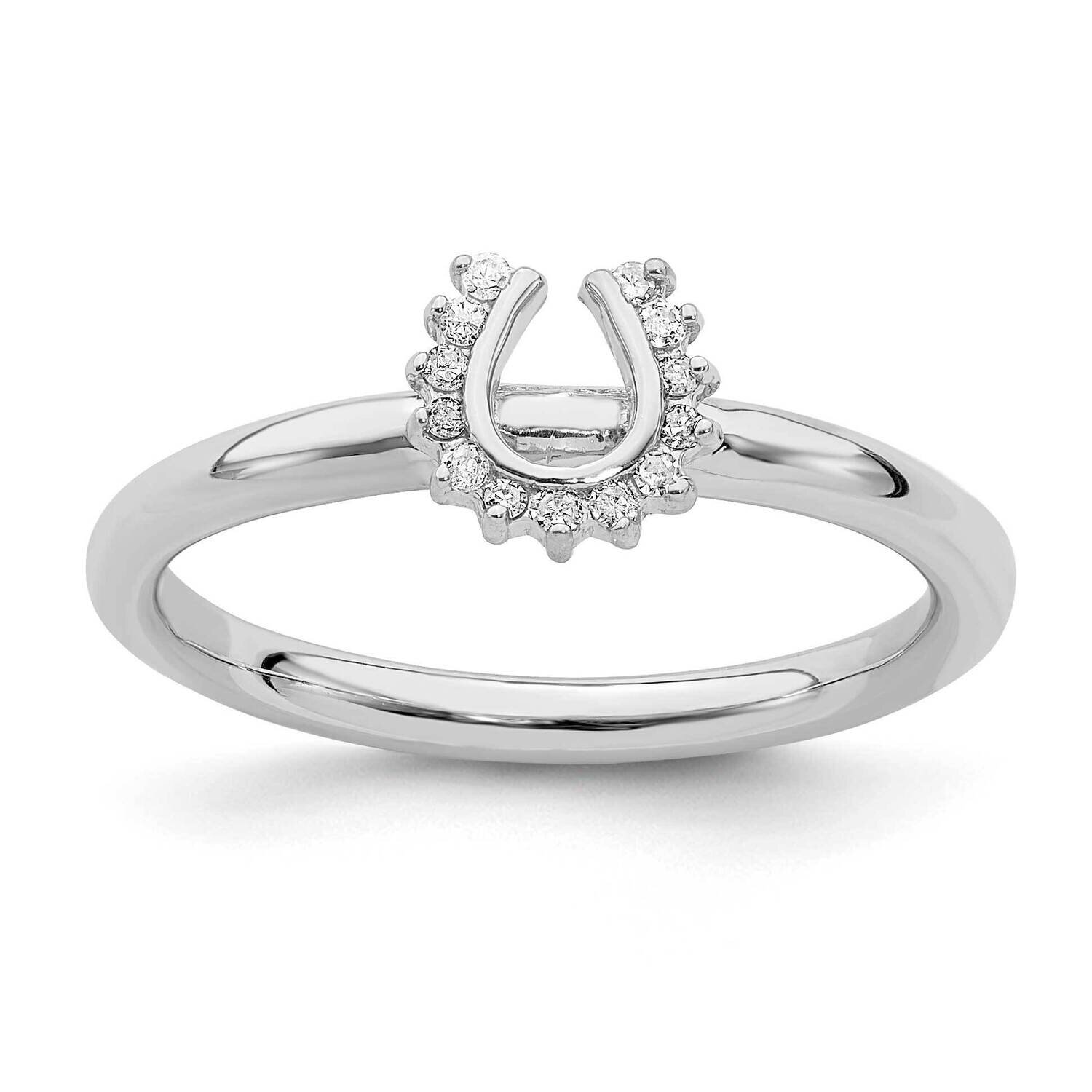 Dia. Horseshoe Ring Sterling Silver Rhodium-plated QSK1981, MPN: QSK1981, 191101723742