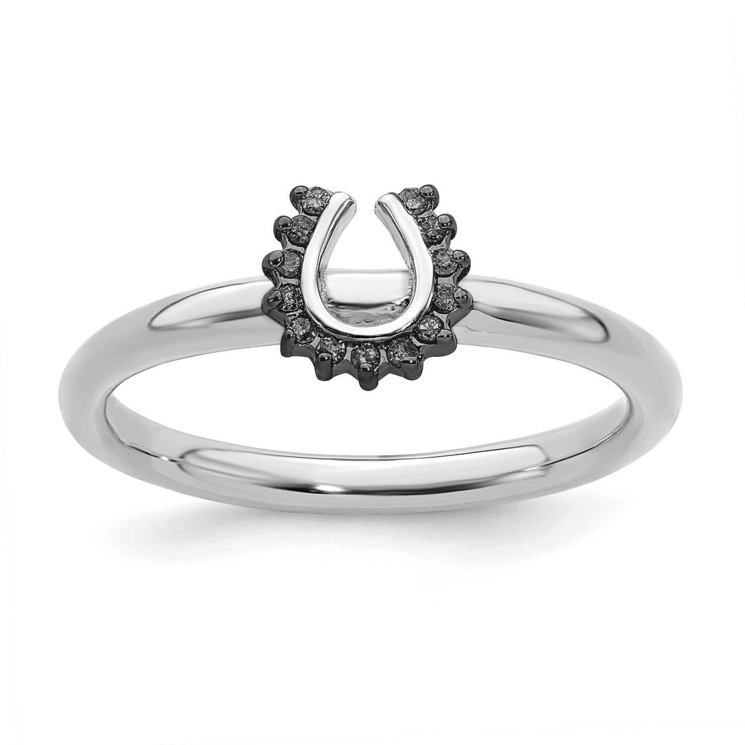 Black Dia. Horseshoe Ring Sterling Silver Rhodium-plated QSK1982, MPN: QSK1982, 191101723810