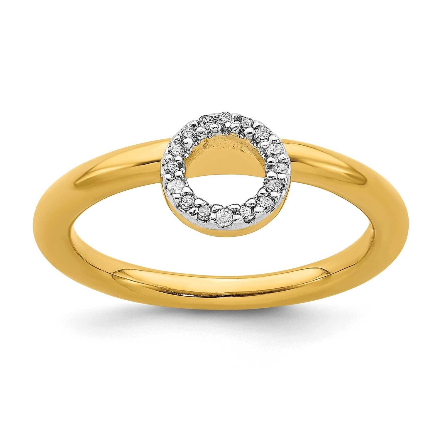 Yellow-plated Halo Dia. Ring Sterling Silver QSK1992, MPN: QSK1992, 191101724435