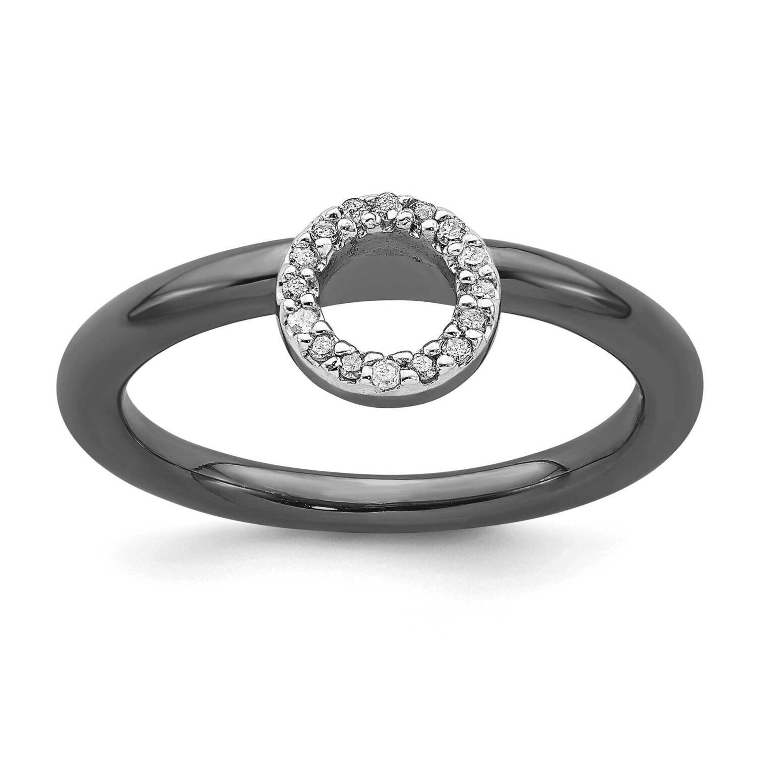 Black-plated Halo Dia. Ring Sterling Silver QSK1993, MPN: QSK1993, 191101724459