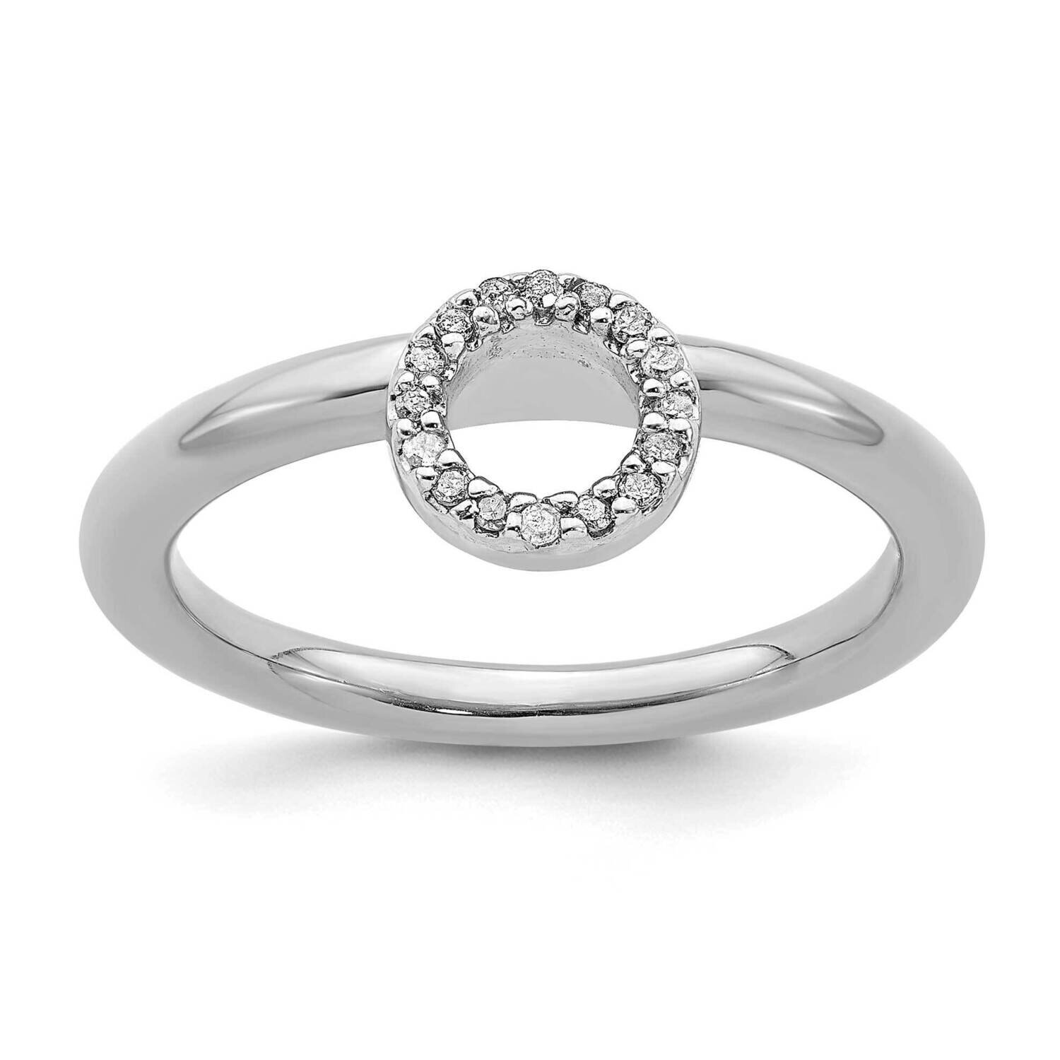 Halo Diamond Ring Sterling Silver Rhodium-plated QSK1994