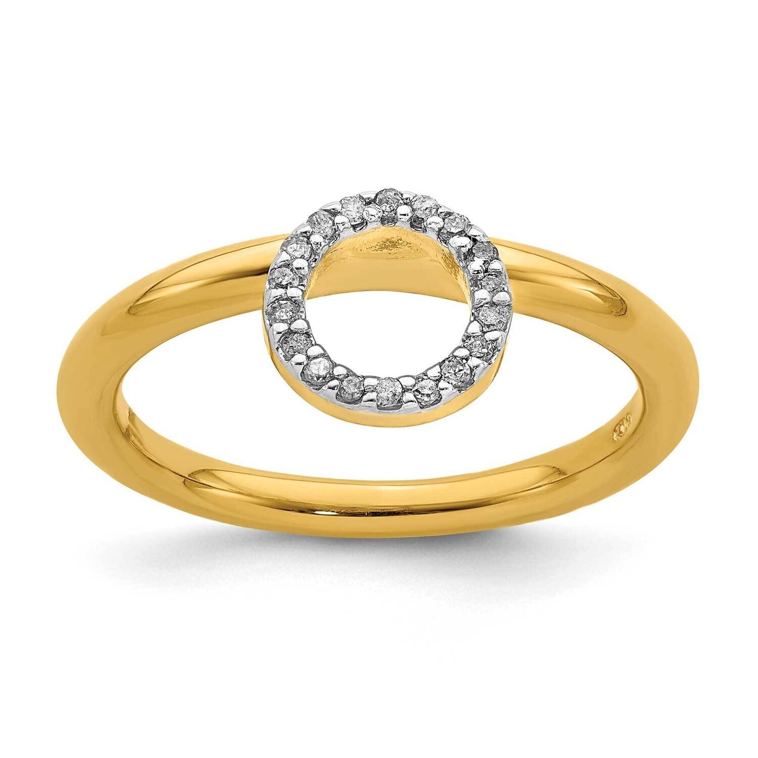 Yellow-plated Lg. Halo Dia. Ring Sterling Silver QSK1995, MPN: QSK1995, 191101724565