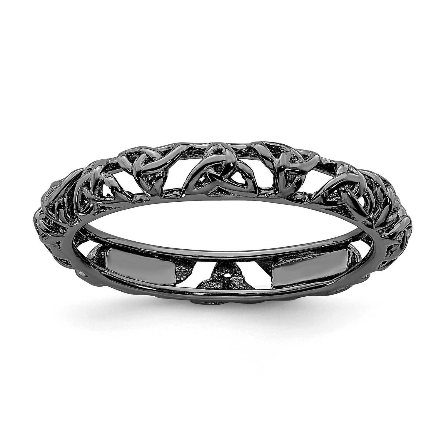 Black-plated Celtic Knot Ring Sterling Silver QSK2010