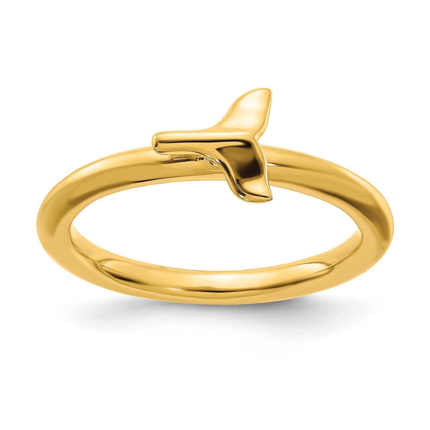 Polished Whale Tail Ring Sterling Silver &amp; Gold-plated QSK2040, MPN: QSK2040, 191101209512
