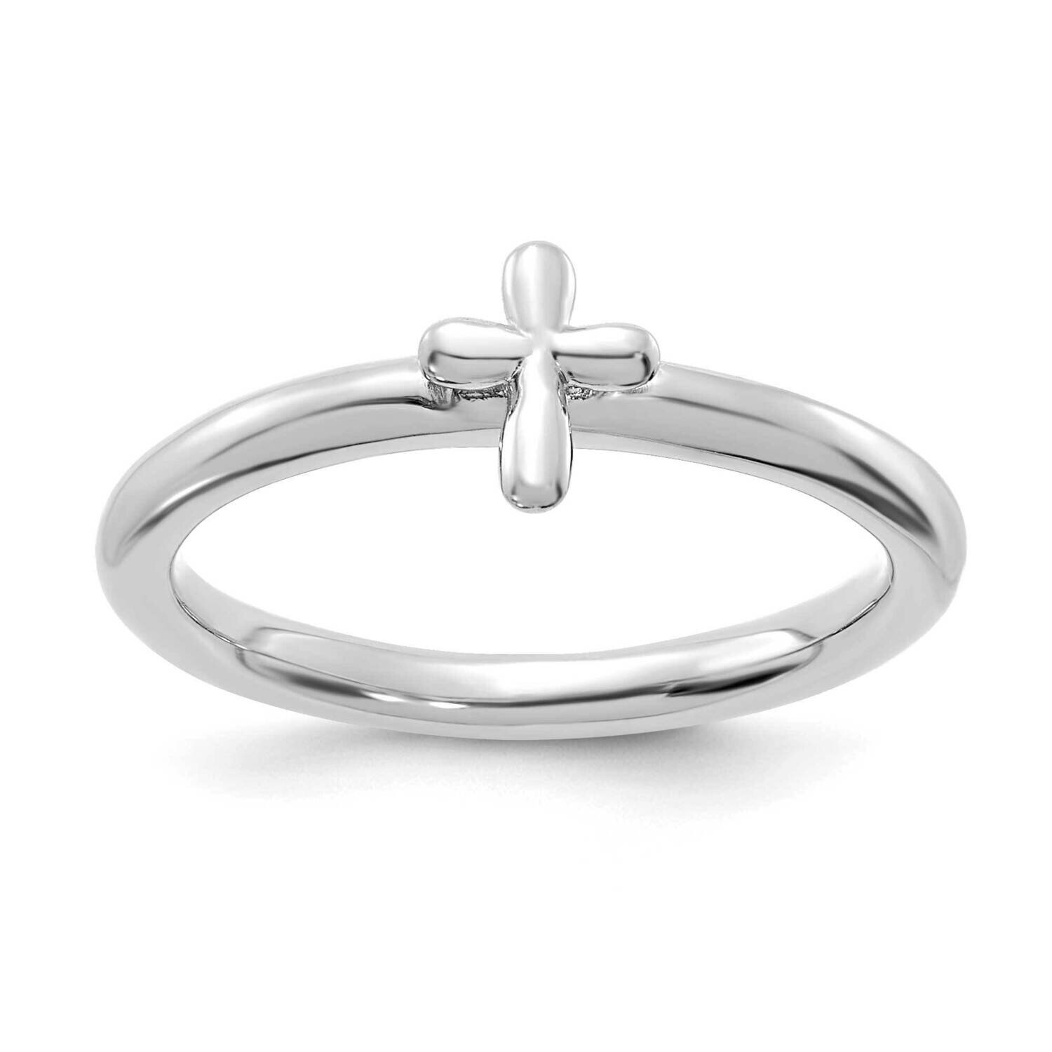 Cross Ring Sterling Silver Rhodium-plated QSK2046