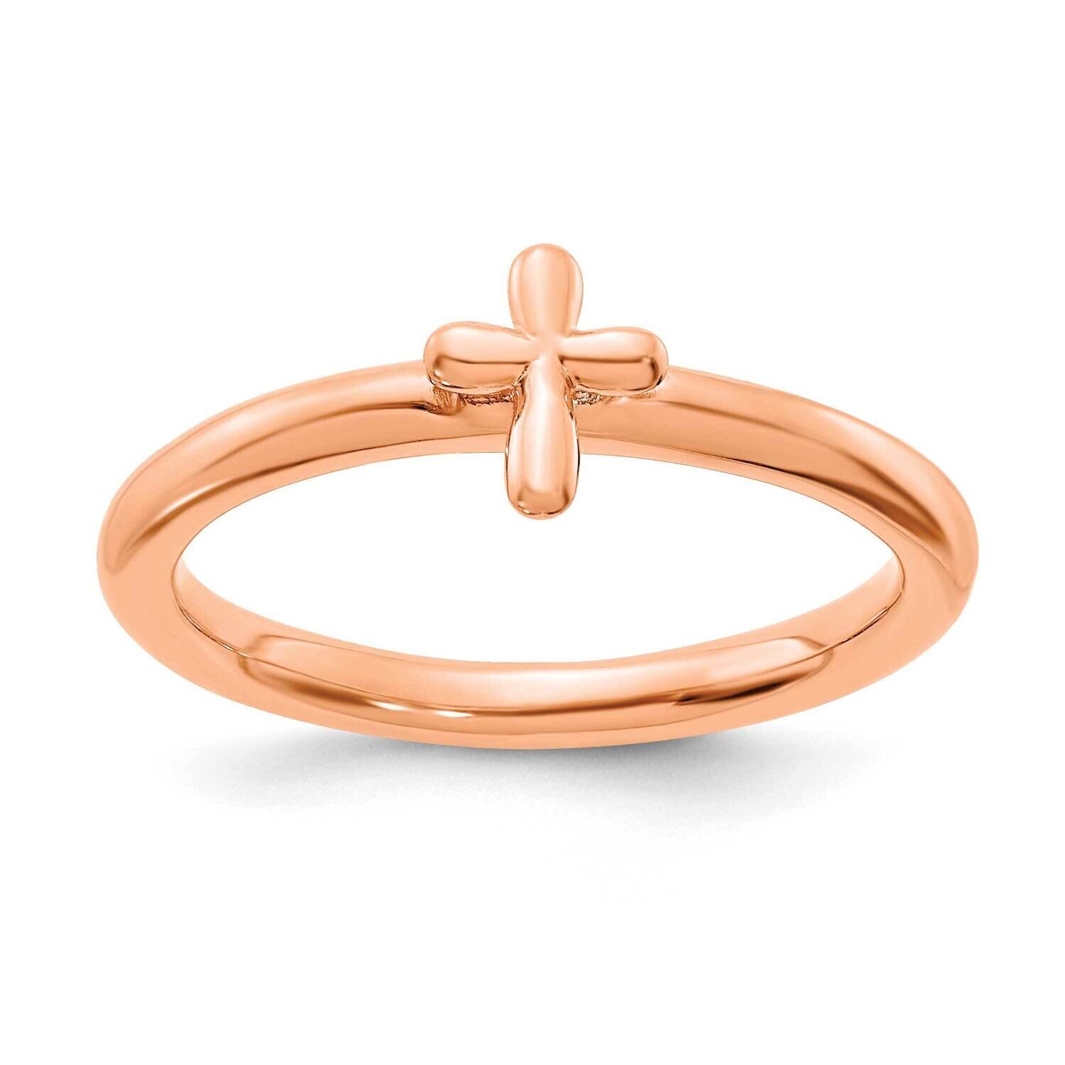 Rose Gold-plated Cross Ring Sterling Silver QSK2047