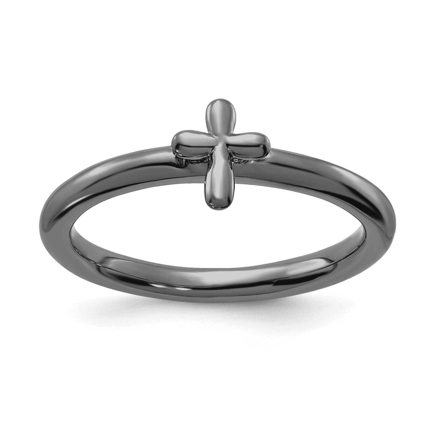 Rhodium-plated Cross Ring Sterling Silver QSK2048