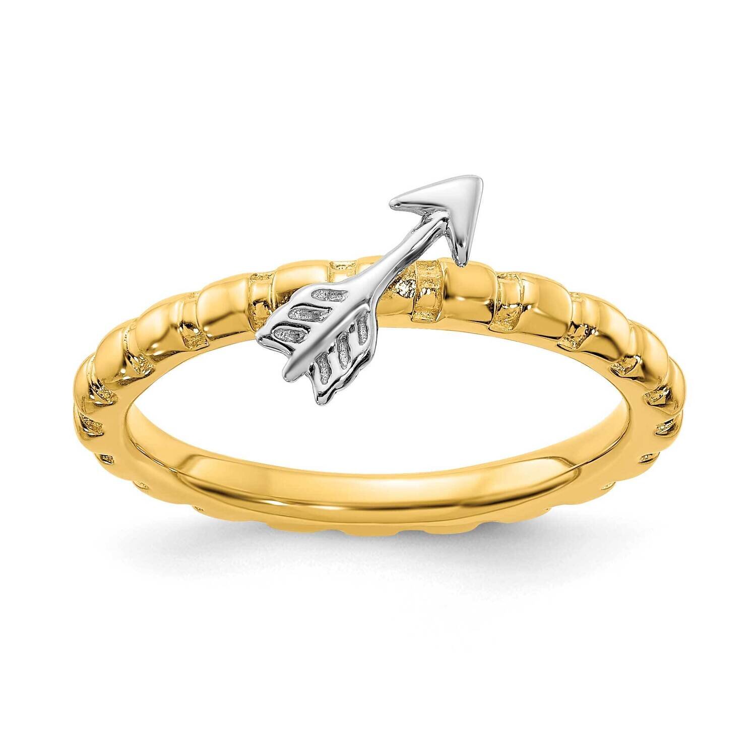 Gold &amp; Rhod-plate Arrow Ring Sterling Silver QSK2050, MPN: QSK2050, 191101923661