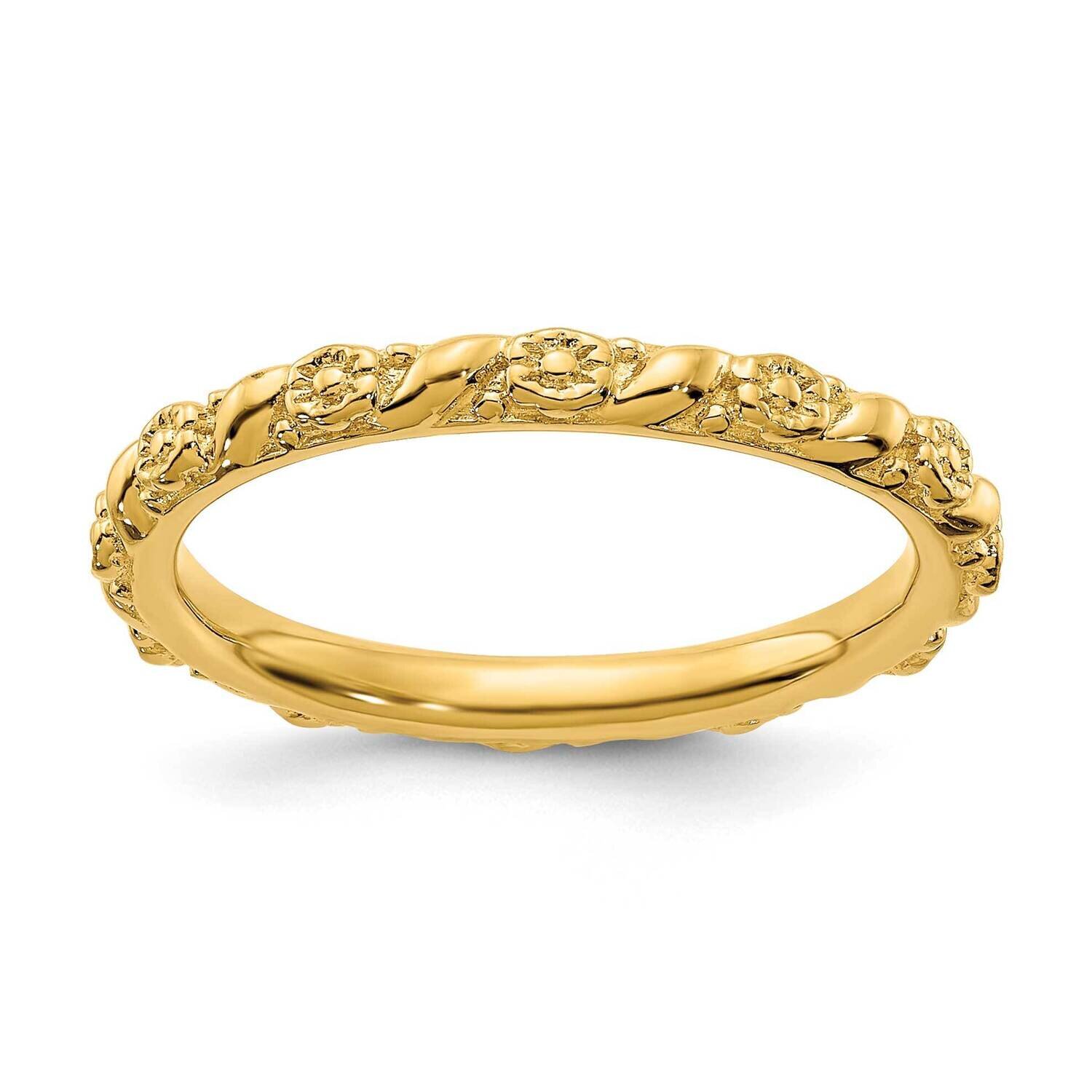Polished Flower Ring Sterling Silver &amp; Gold-plated QSK2057, MPN: QSK2057, 191101209741