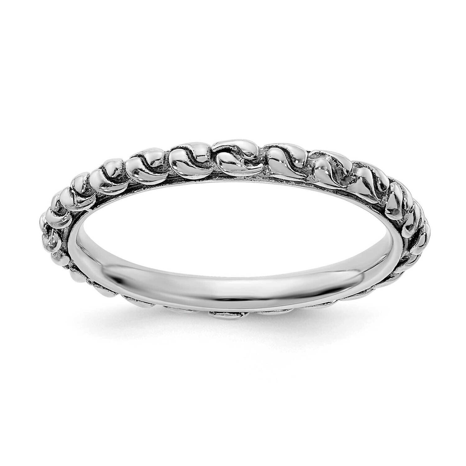 Stackable Expr Polished Swirl Antiqued Eternity Ring Sterling Silver QSK2063