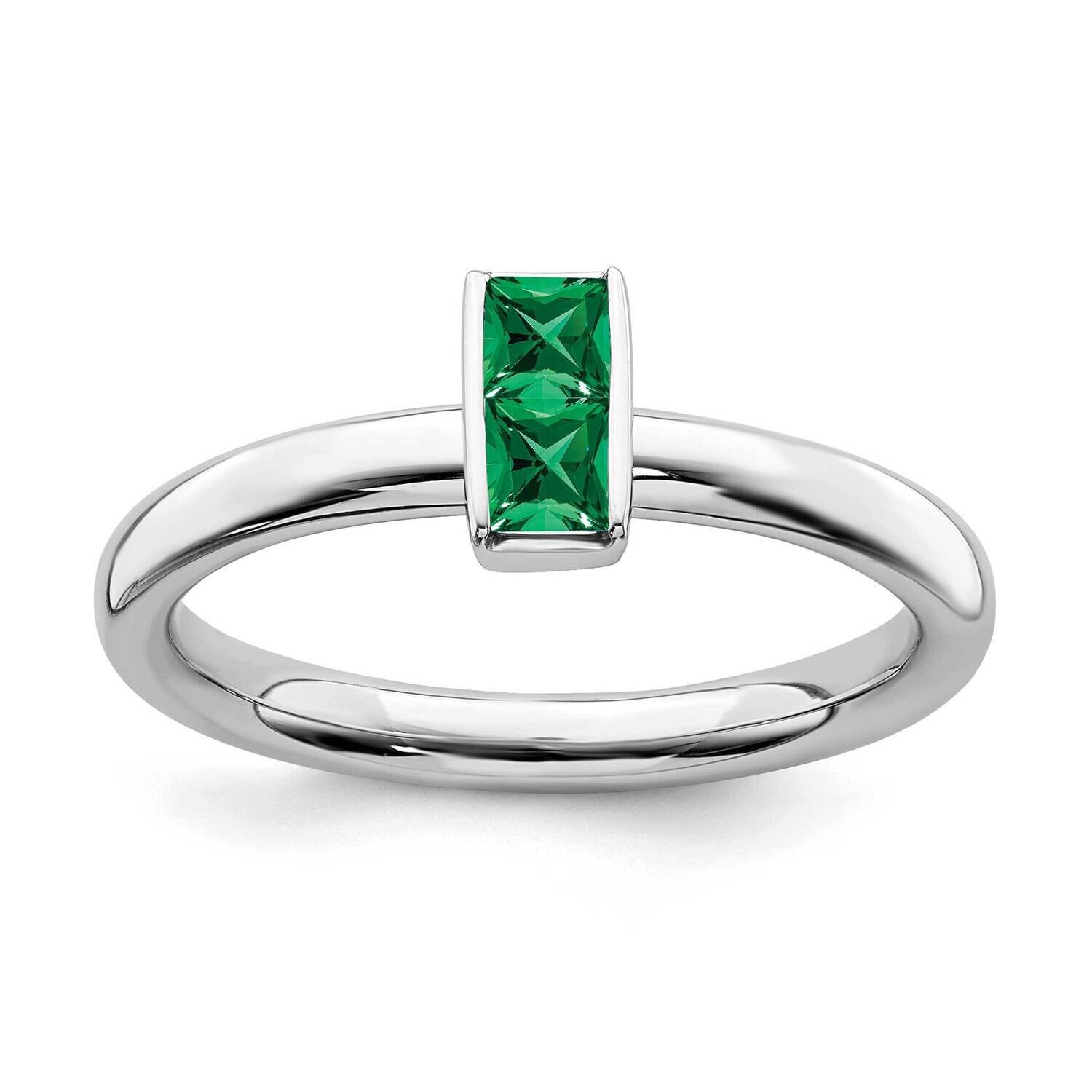 Created Emerald Ring Sterling Silver QSK2116, MPN: QSK2116, 191101210372