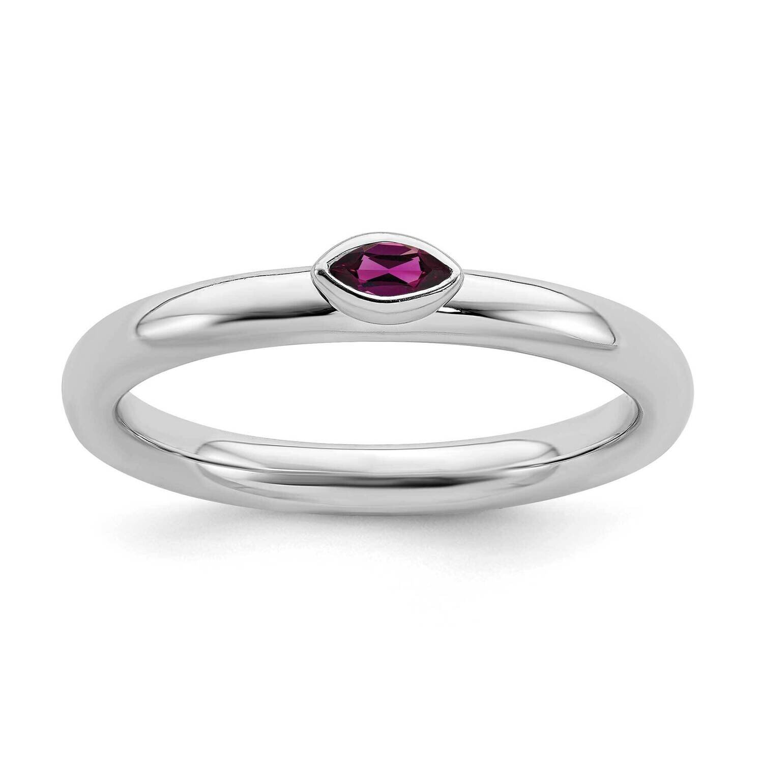 Garnet Ring Sterling Silver Rhodium-plated QSK2129, MPN: QSK2129, 191101211119