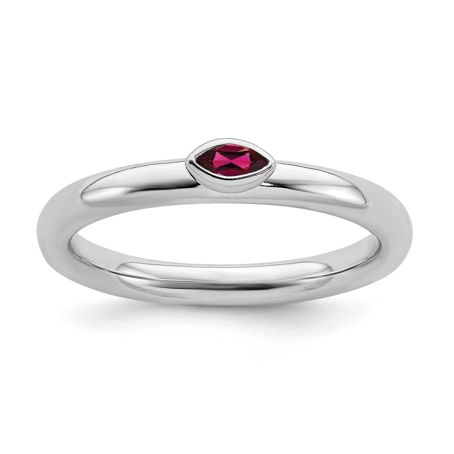 Created Ruby Ring Sterling Silver QSK2130
