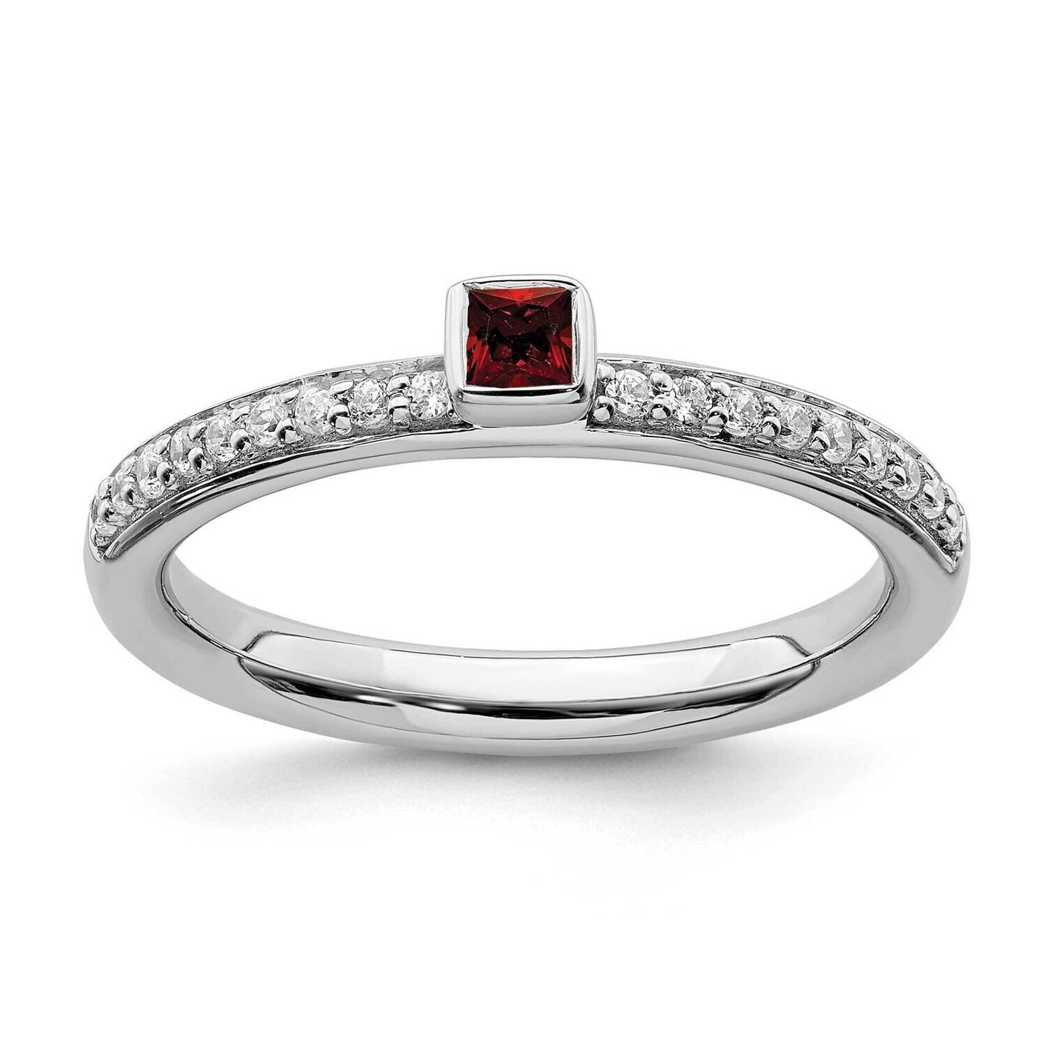 Garnet &amp; Diamond Ring Sterling Silver QSK2136, MPN: QSK2136, 191101211560