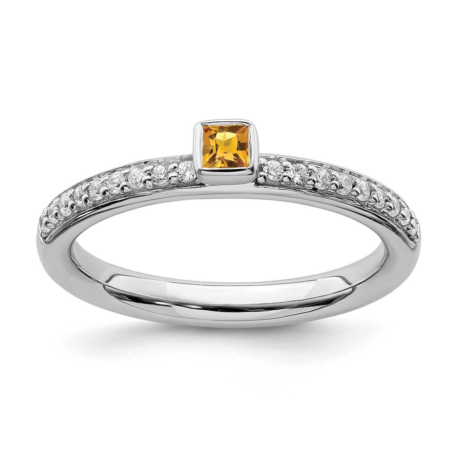 Citrine &amp; Diamond Ring Sterling Silver QSK2146, MPN: QSK2146, 191101212147