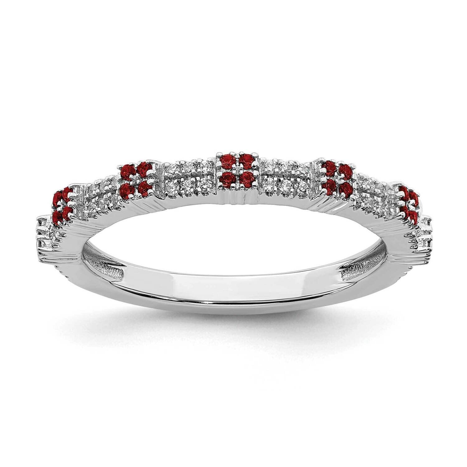 Garnet &amp; Diamond Ring Sterling Silver QSK2148, MPN: QSK2148, 191101212253