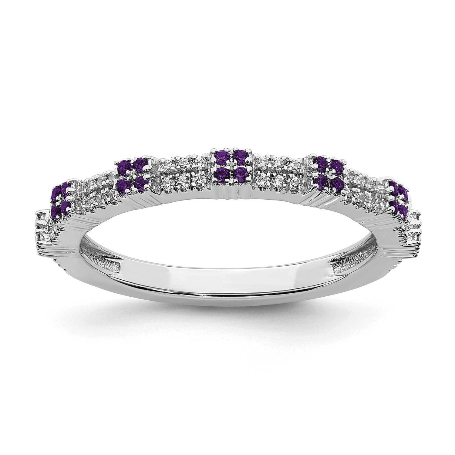 Amethyst &amp; Diamond Ring Sterling Silver QSK2149, MPN: QSK2149, 191101212321