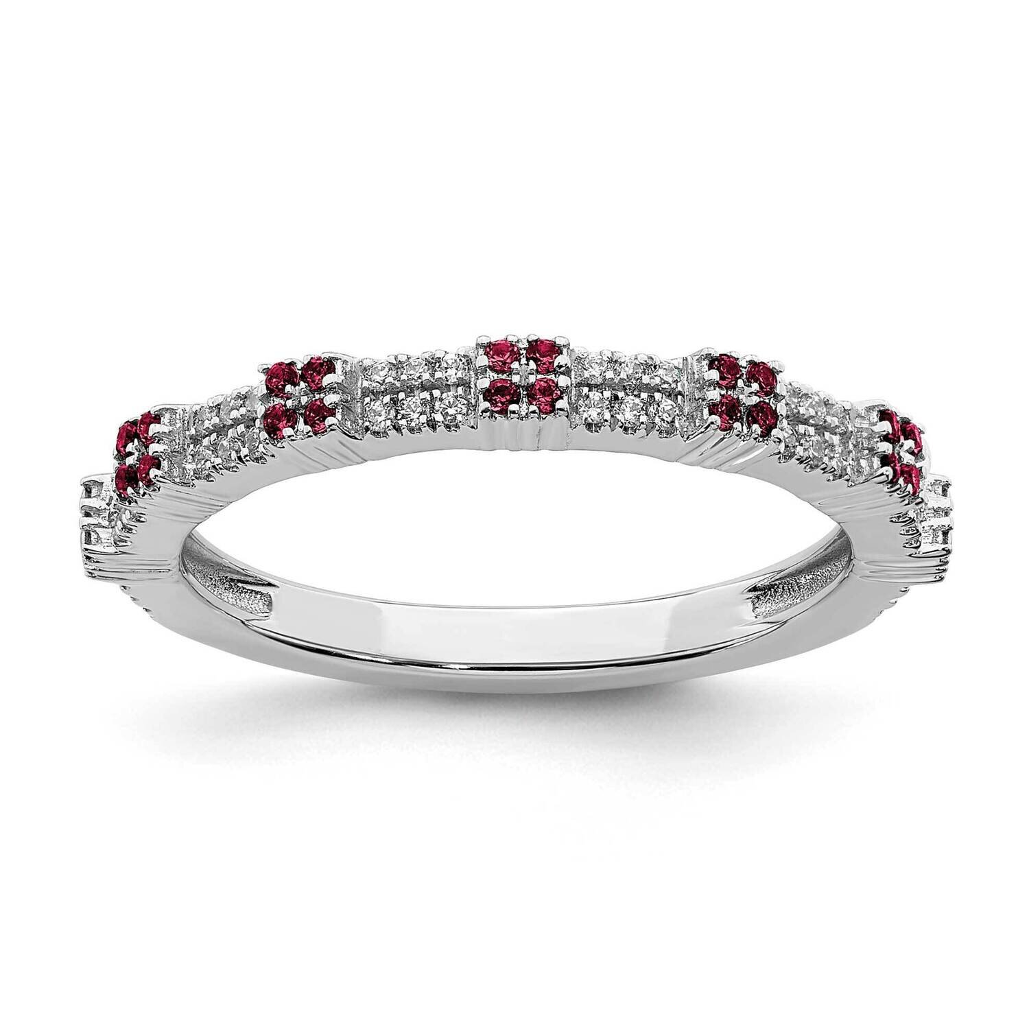 Garnet &amp; Diamond Ring Sterling Silver Rhodium-plated QSK2153, MPN: QSK2153, 191101212543