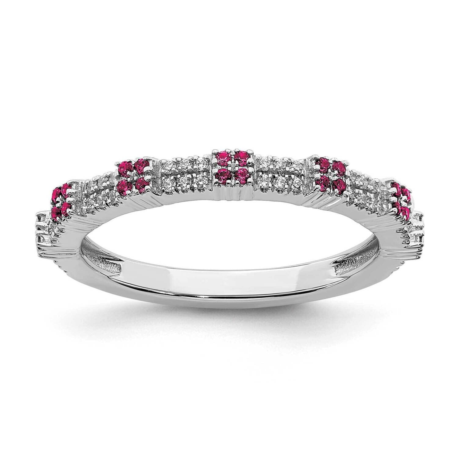 Created Ruby & Diamond Ring Sterling Silver QSK2154