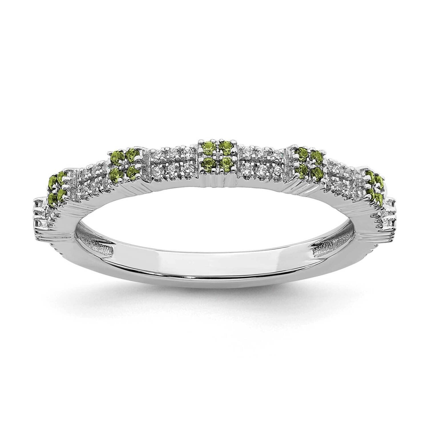 Peridot &amp; Diamond Ring Sterling Silver QSK2155, MPN: QSK2155, 191101212710