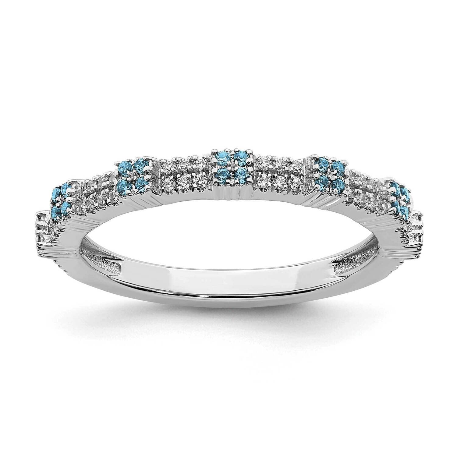 Blue Topaz & Diamond Ring Sterling Silver QSK2159