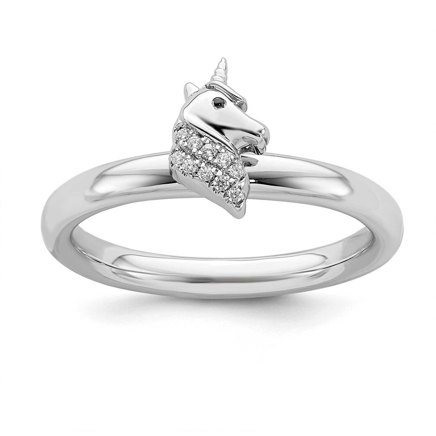 Unicorn Diamond Ring Sterling Silver QSK2165