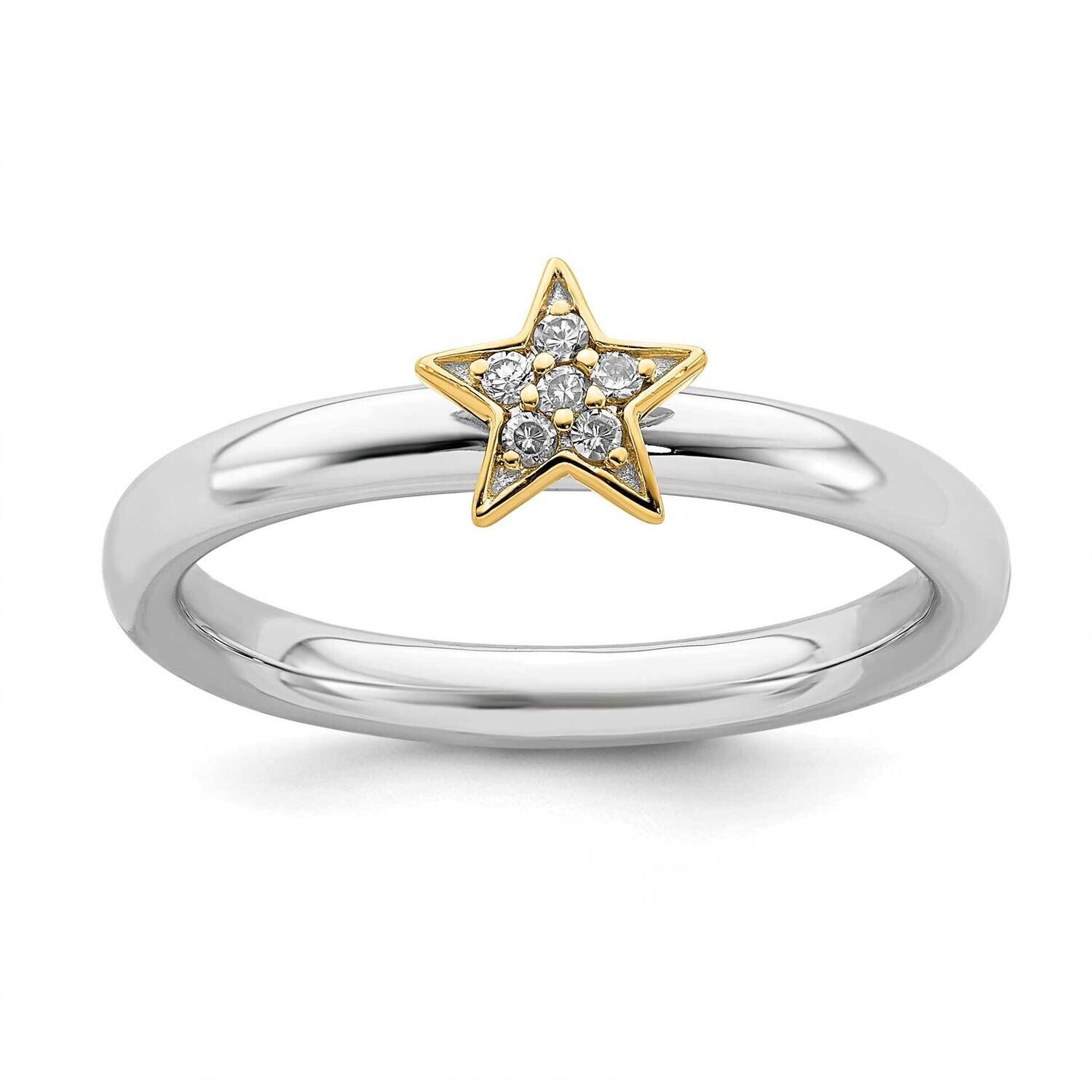 Dia. Star Ring Sterling Silver &amp; Gold-plated QSK2175, MPN: QSK2175, 191101213724