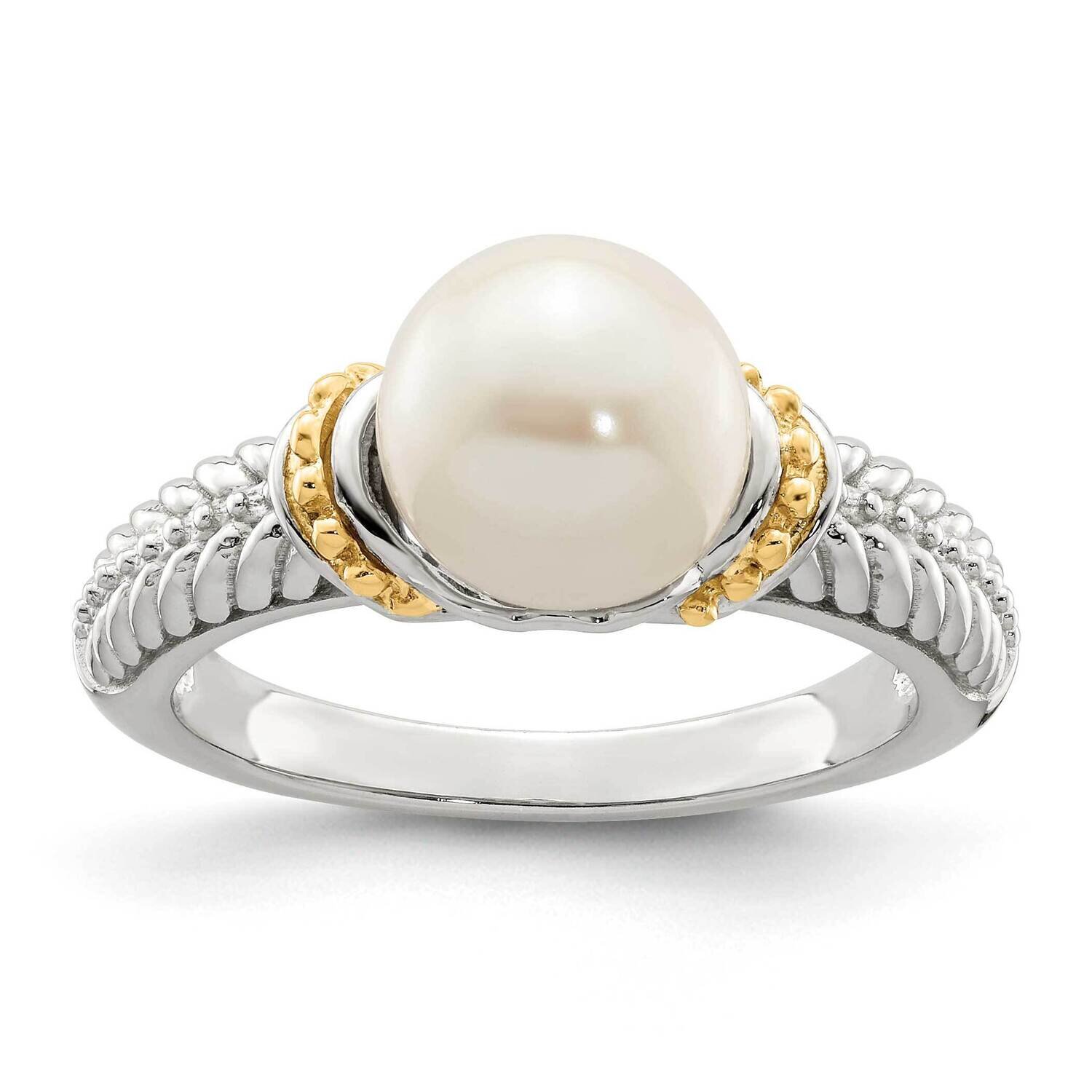 8-9mm FWC Pearl Ring Sterling Silver with 14k Gold Accent QTC1530, MPN: QTC1530, 883957170343