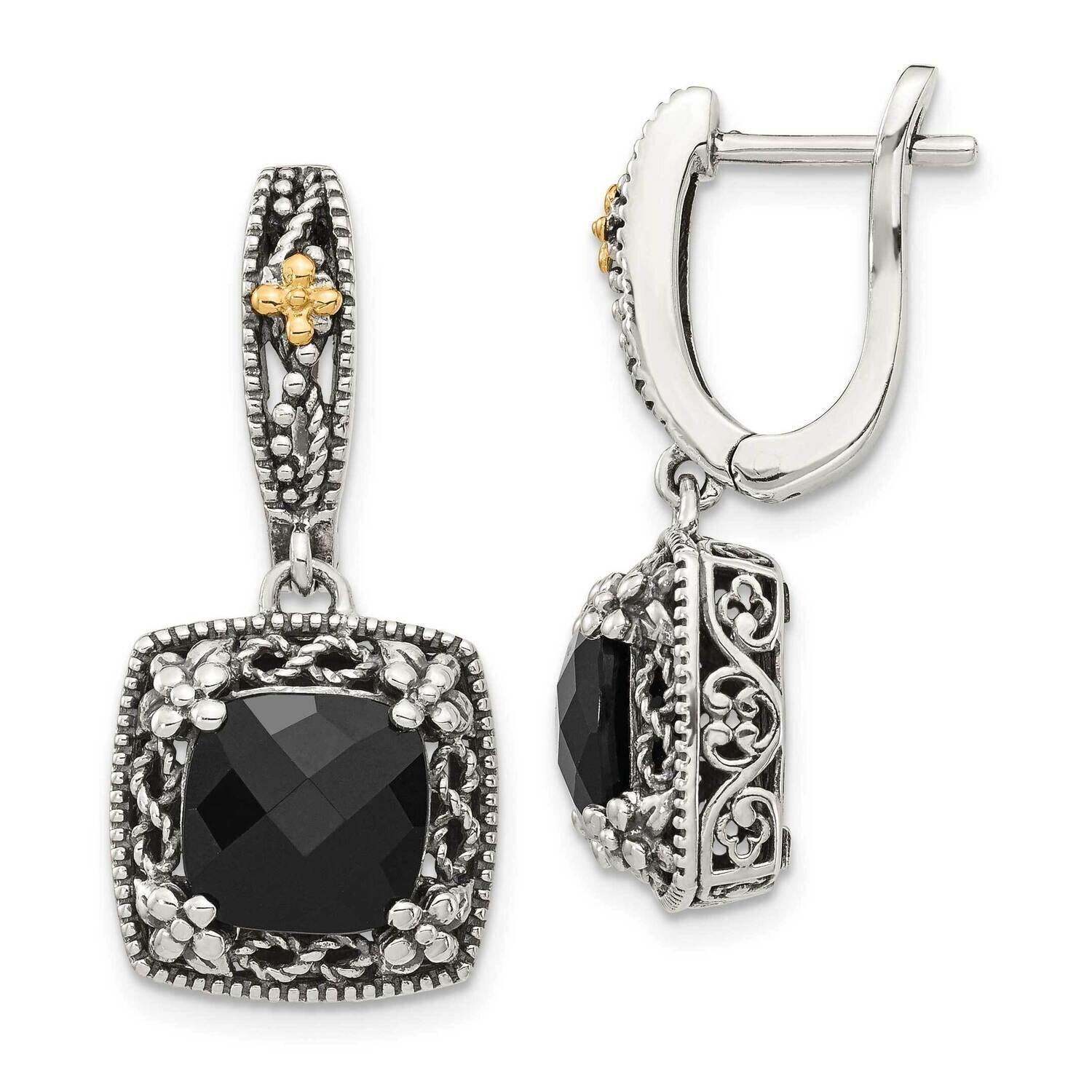 Onyx Earrings Sterling Silver with 14k Gold Polished QTC1545, MPN: QTC1545, 883957231433