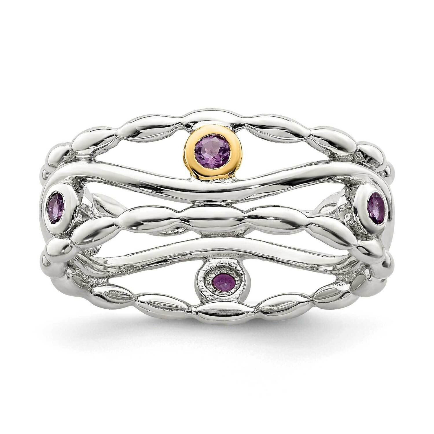 Amethyst Ring Sterling Silver with 14k Gold Accent QTC1558