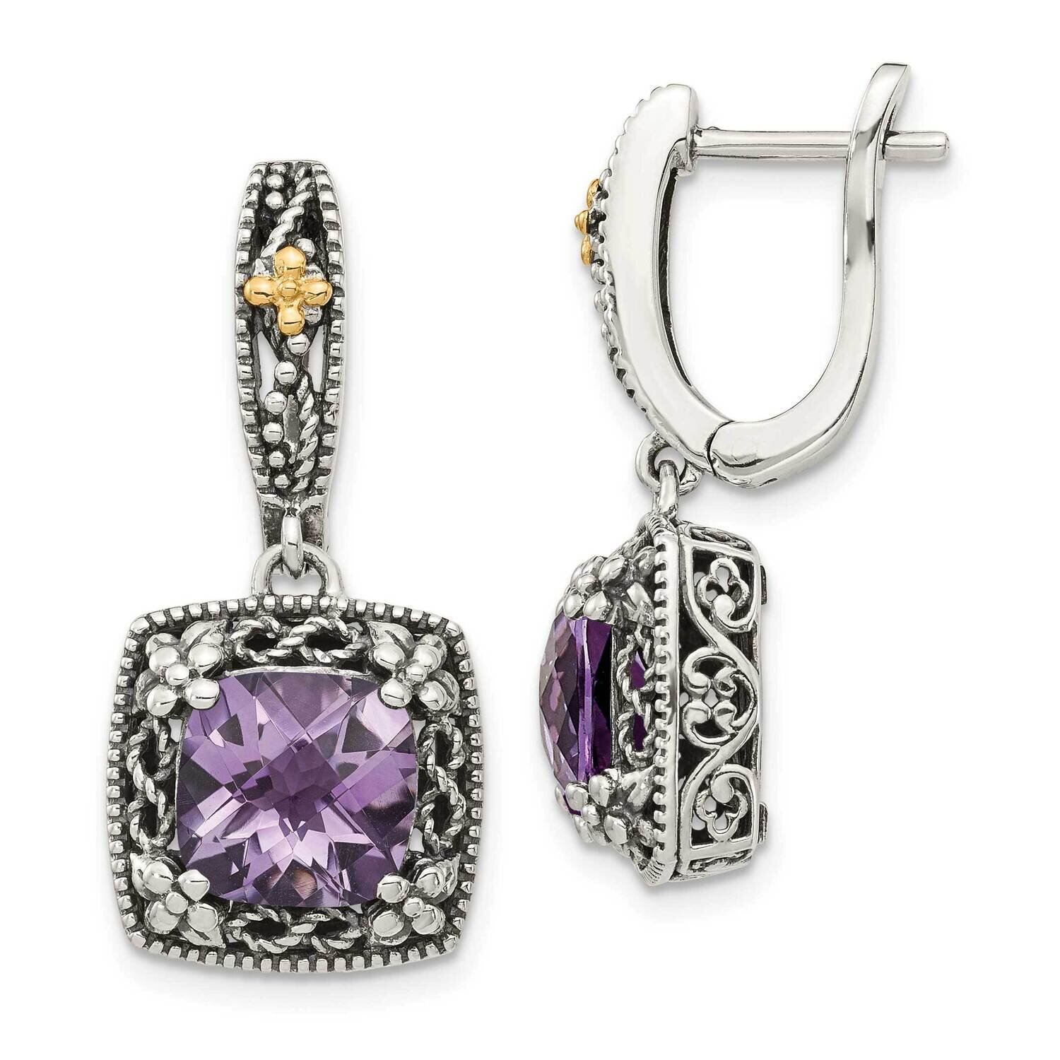 Amethyst Earrings Sterling Silver with 14k Gold Polished QTC1563, MPN: QTC1563, 883957231914