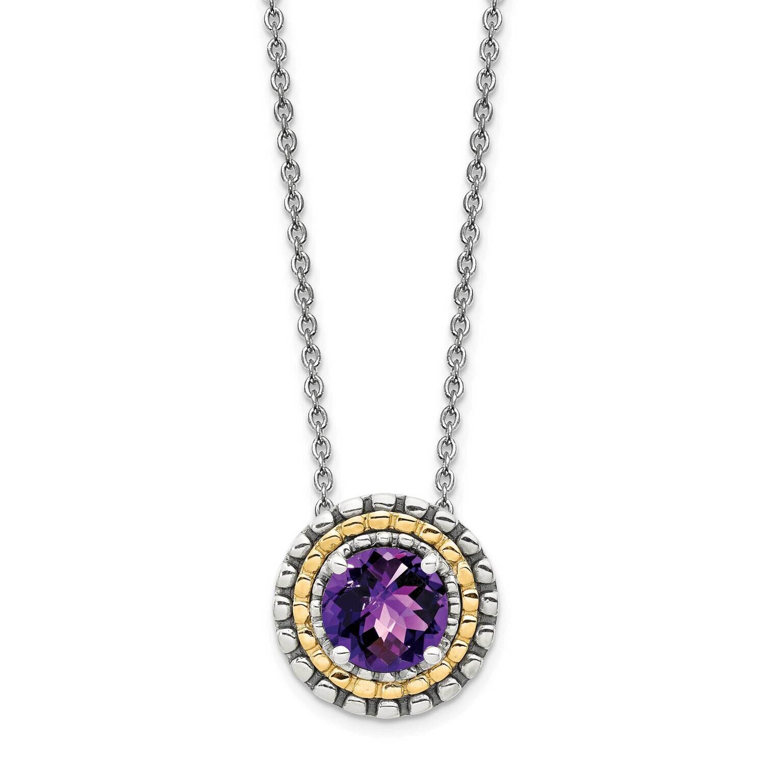 Amethyst Round Chain Slide Necklace Sterling Silver with 14k Gold Accent QTC1570, MPN: QTC1570, 883…