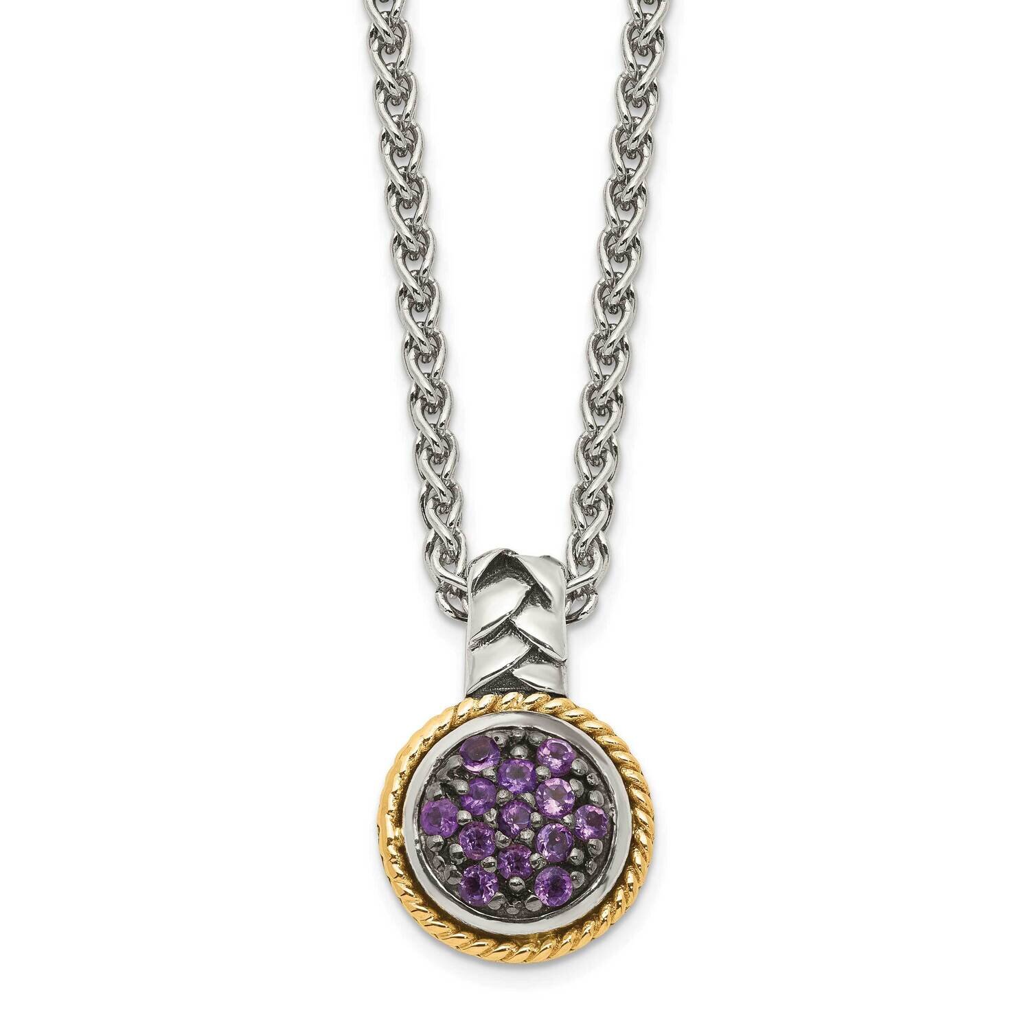 Amethyst Necklace Sterling Silver with 14k Gold Accent QTC1583