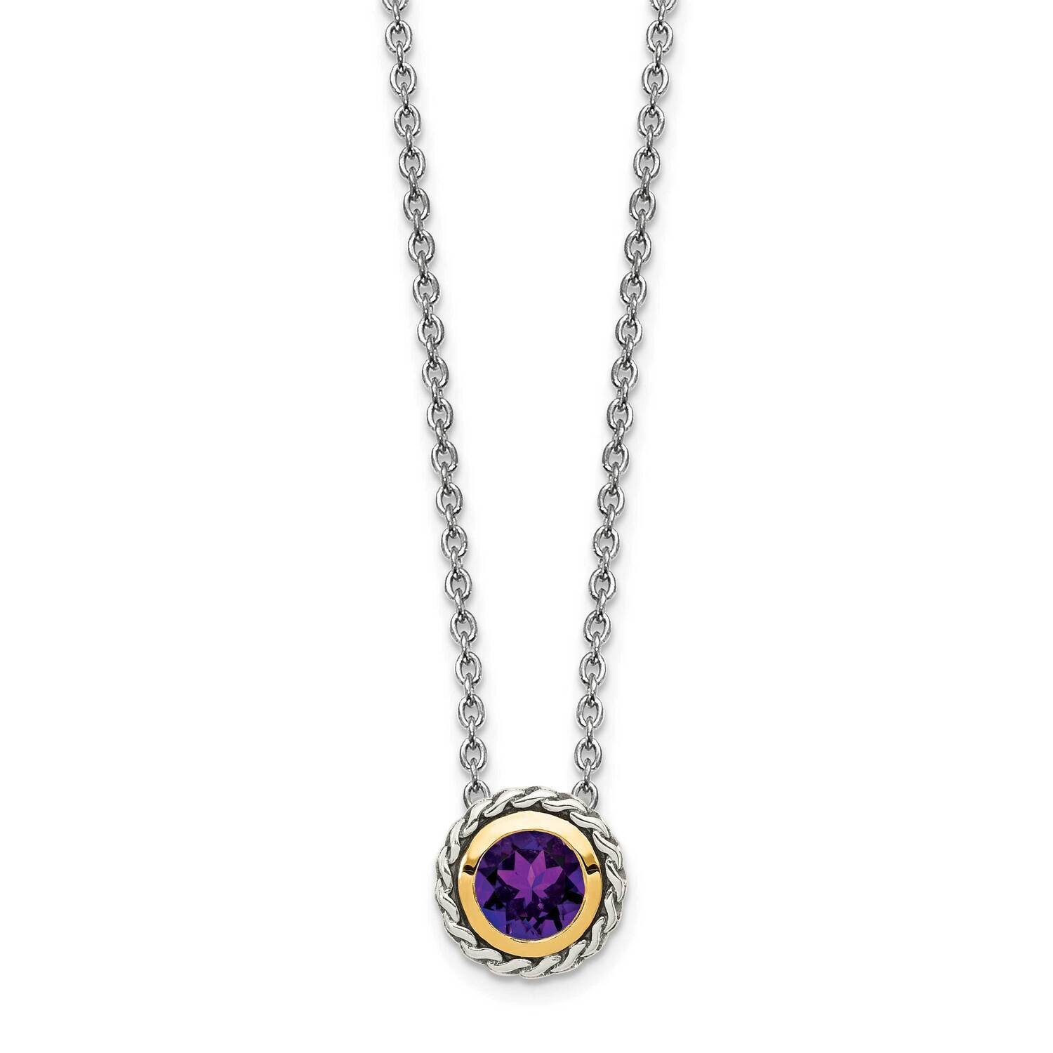Amethyst Slide Necklace Sterling Silver with 14k Gold Accent QTC1586, MPN: QTC1586, 883957170930