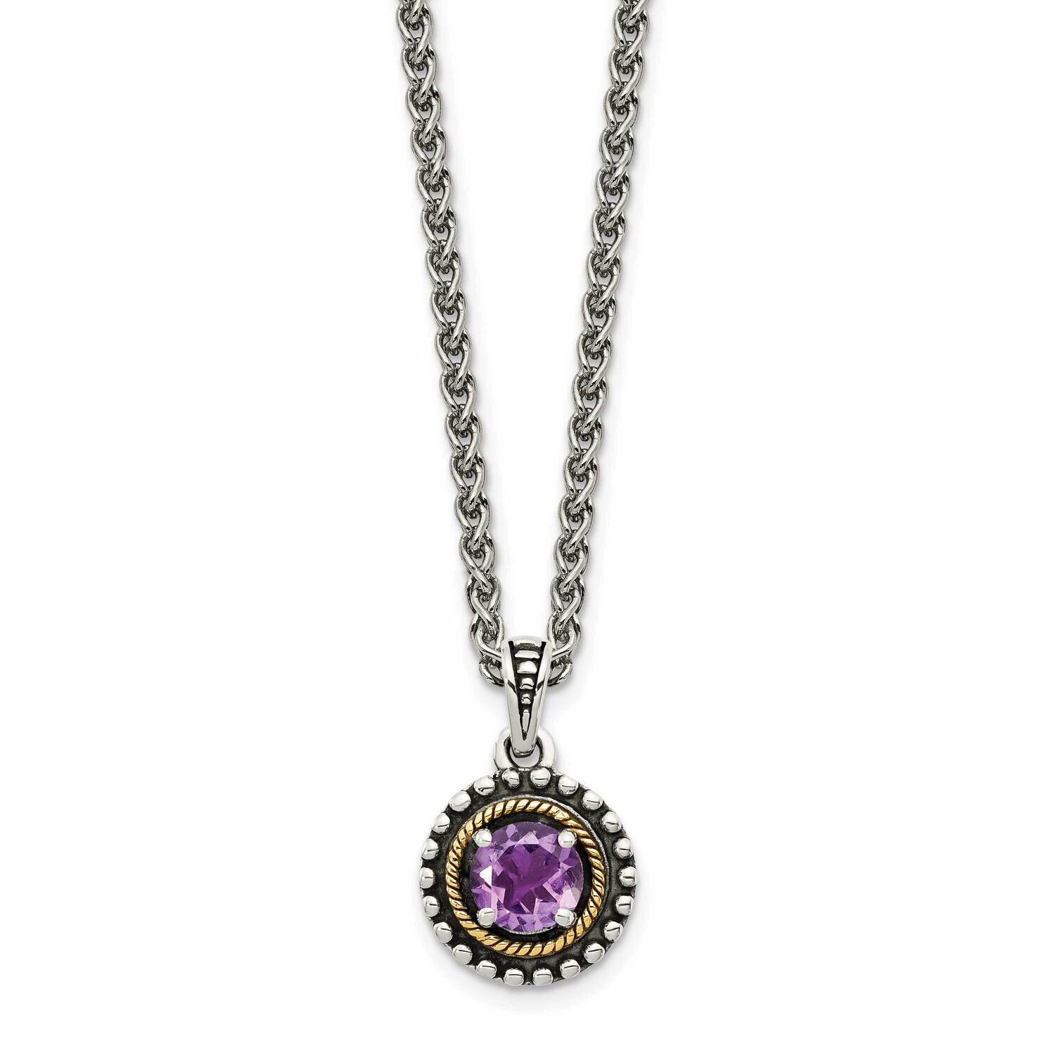 Amethyst Necklace Sterling Silver with 14k Gold Accent QTC1593, MPN: QTC1593, 883957620367