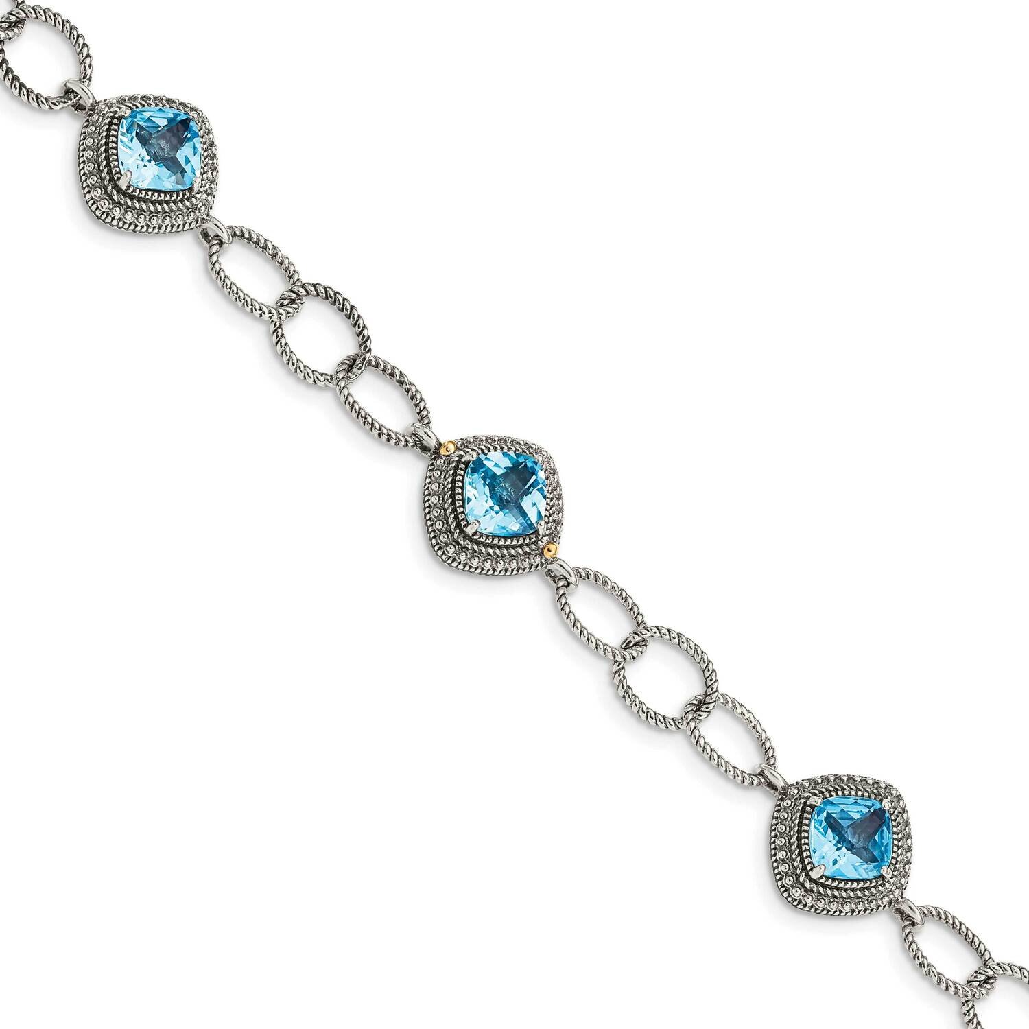Light Swiss Blue Topaz 7.5 Inch Bracelet Sterling Silver with 14k Gold Accent QTC1603, MPN: QTC1603…