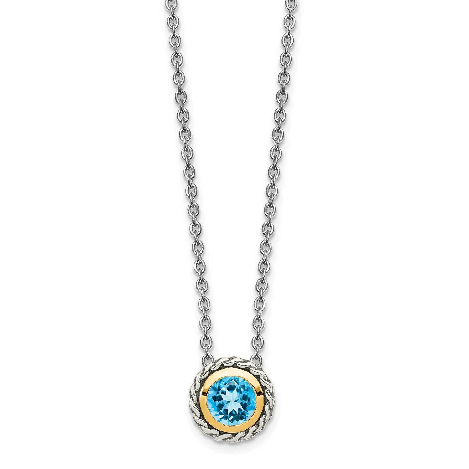 Light Swiss Blue Topaz Slide Sterling Silver with 14k Gold Accent QTC1623, MPN: QTC1623, 8839572332…