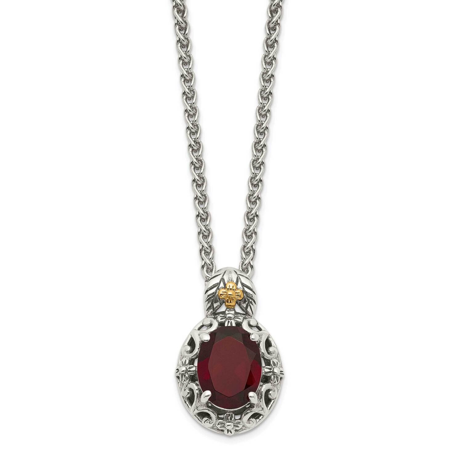 Garnet Necklace Sterling Silver with 14k Gold Accent QTC1638, MPN: QTC1638, 883957621845