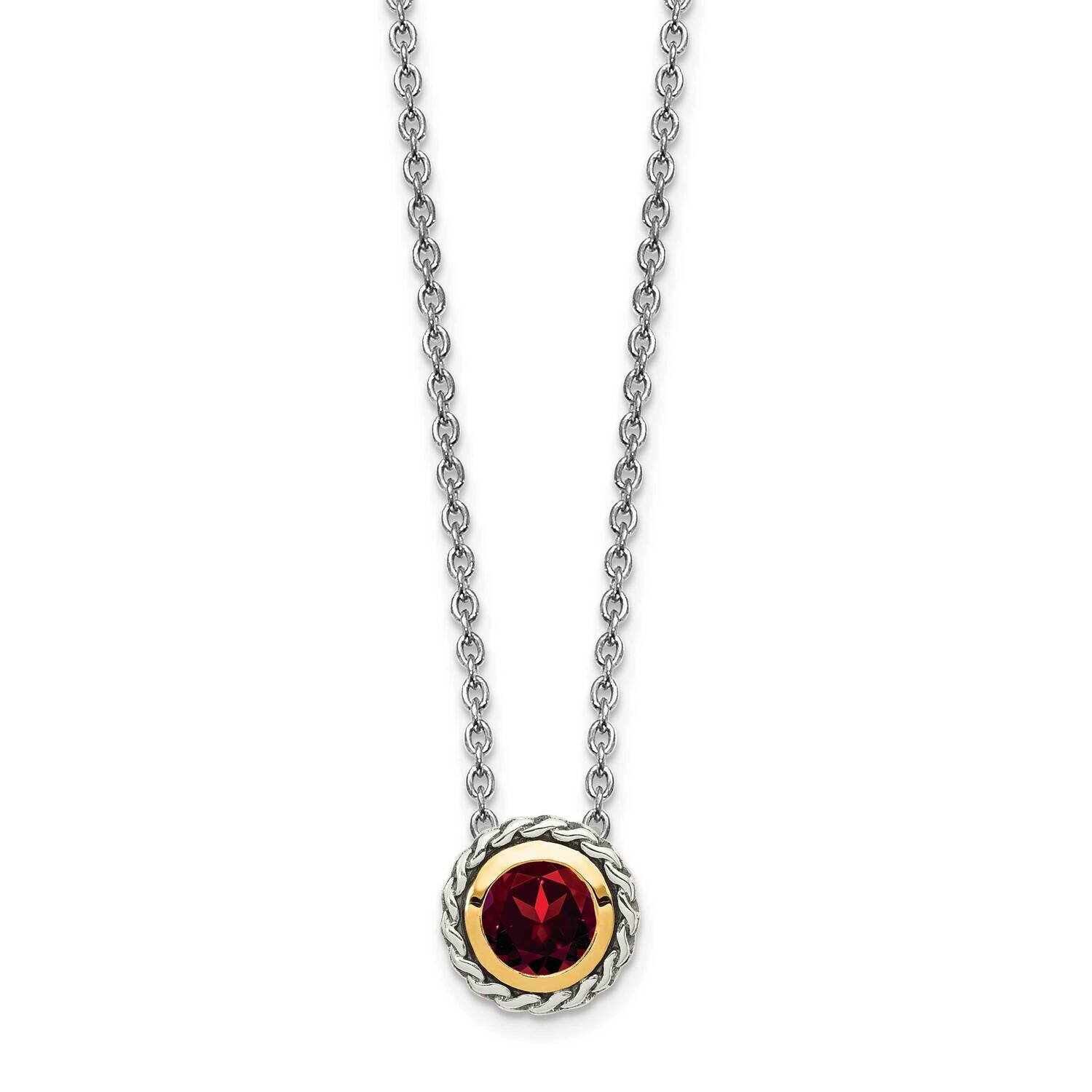 Garnet Slide Sterling Silver with 14k Gold Accent QTC1641