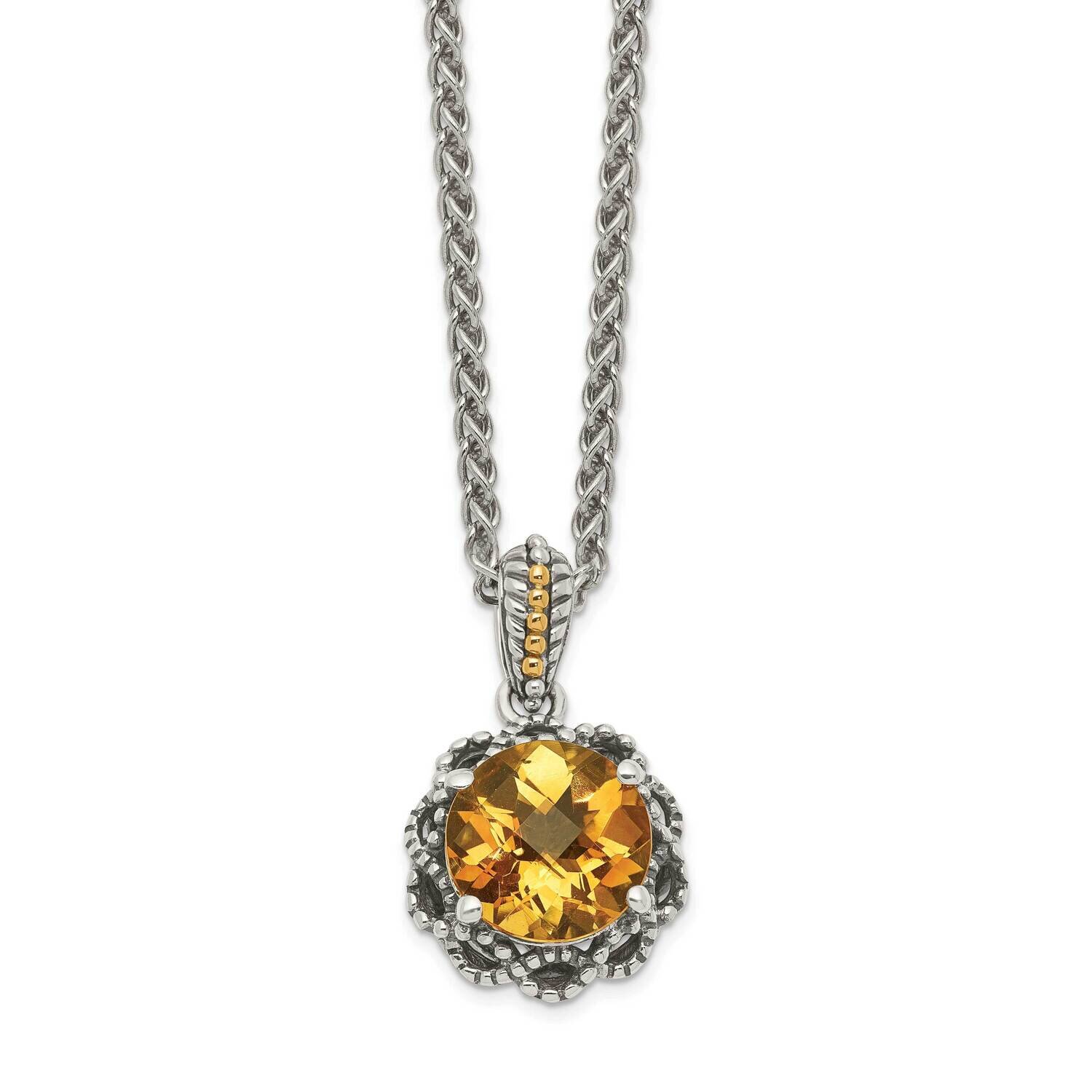 Citrine Pendant Sterling Silver with 14k Gold Polished QTC1648, MPN: QTC1648, 883957341040