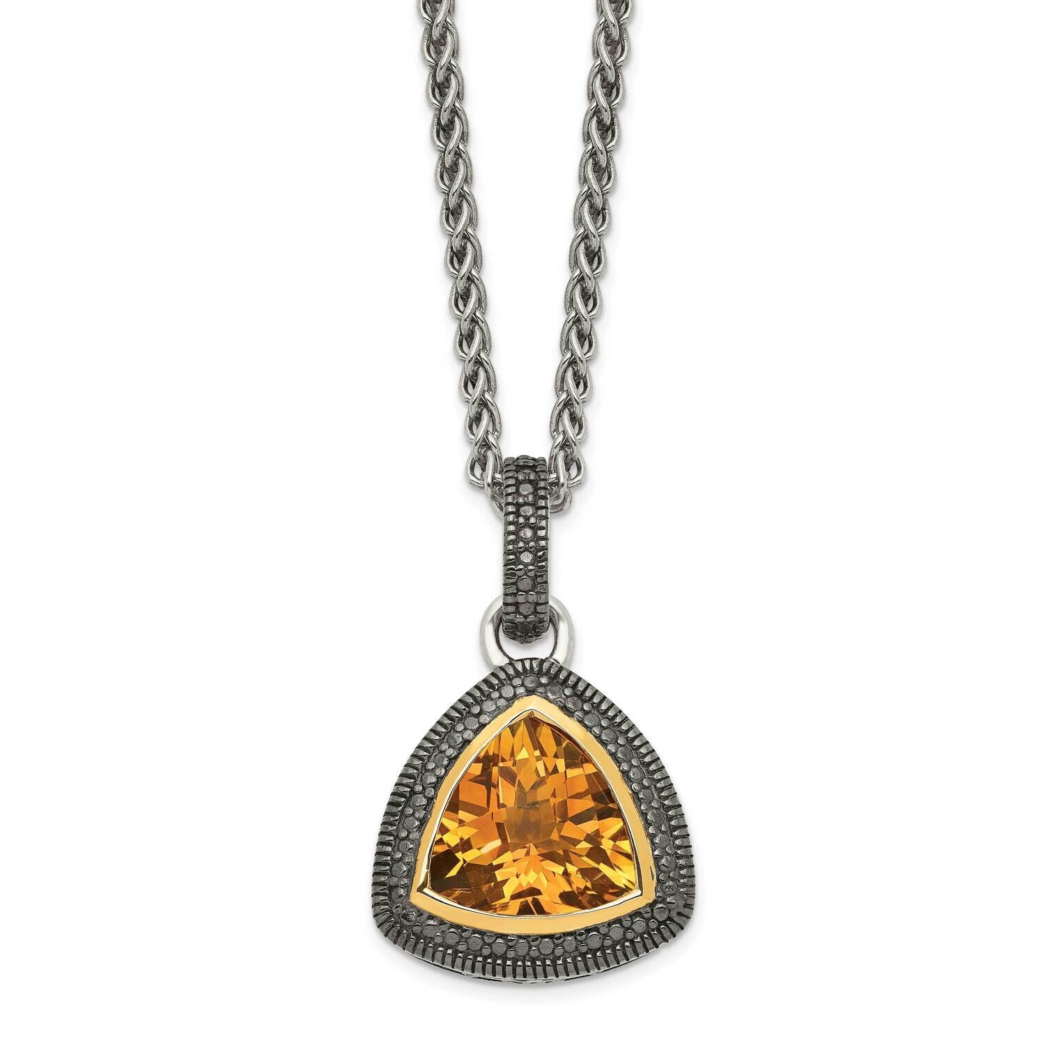 Citrine Pendant Sterling Silver with 14k Gold Accent QTC1651, MPN: QTC1651, 883957622125