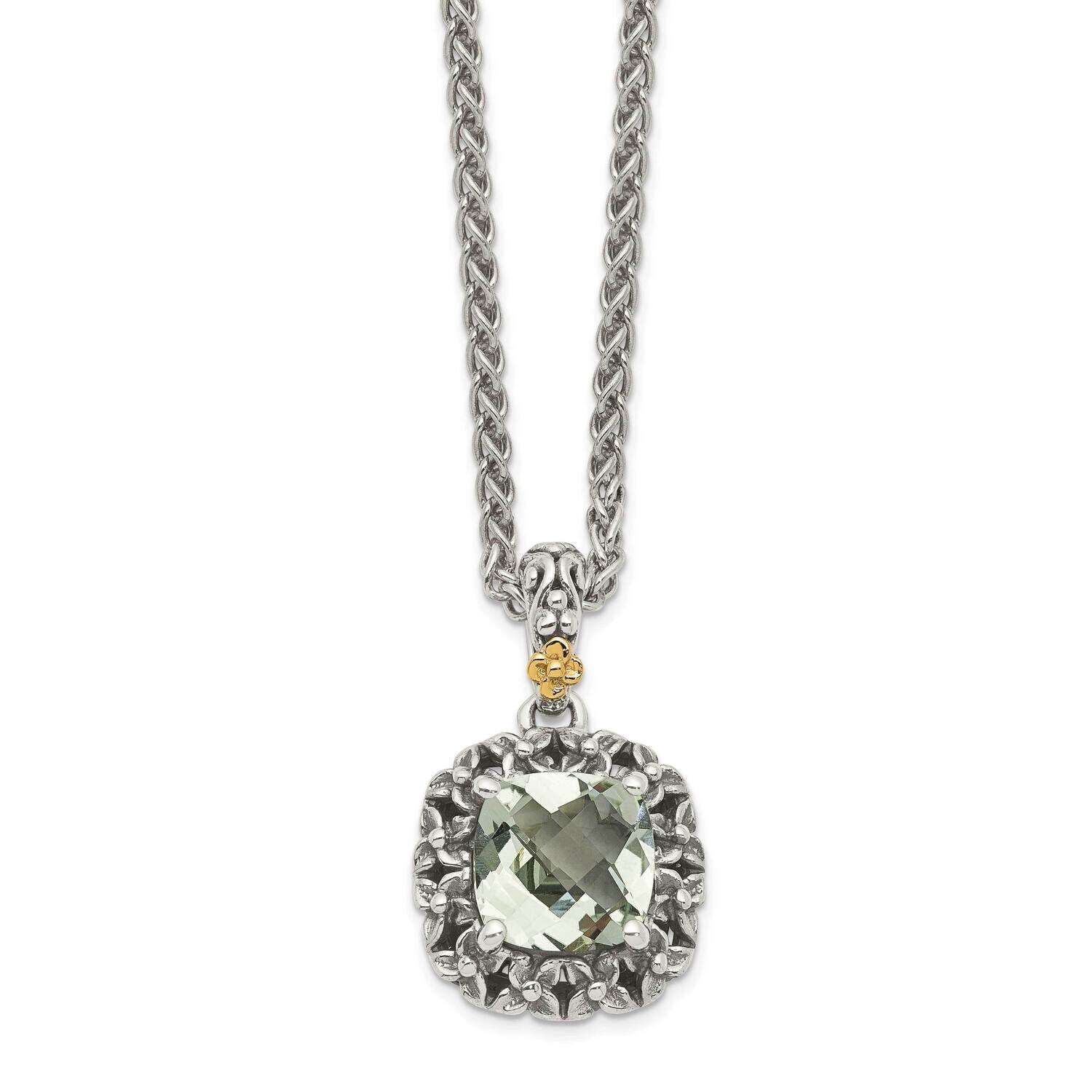 Green Quartz Pendant Sterling Silver with 14k Gold Polished QTC1666, MPN: QTC1666, 883957622347