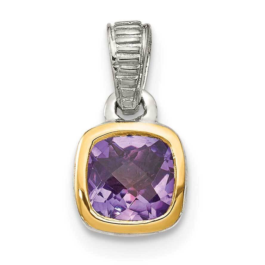 Amethyst Pendant Sterling Silver with 14k Gold Accent QTC1699