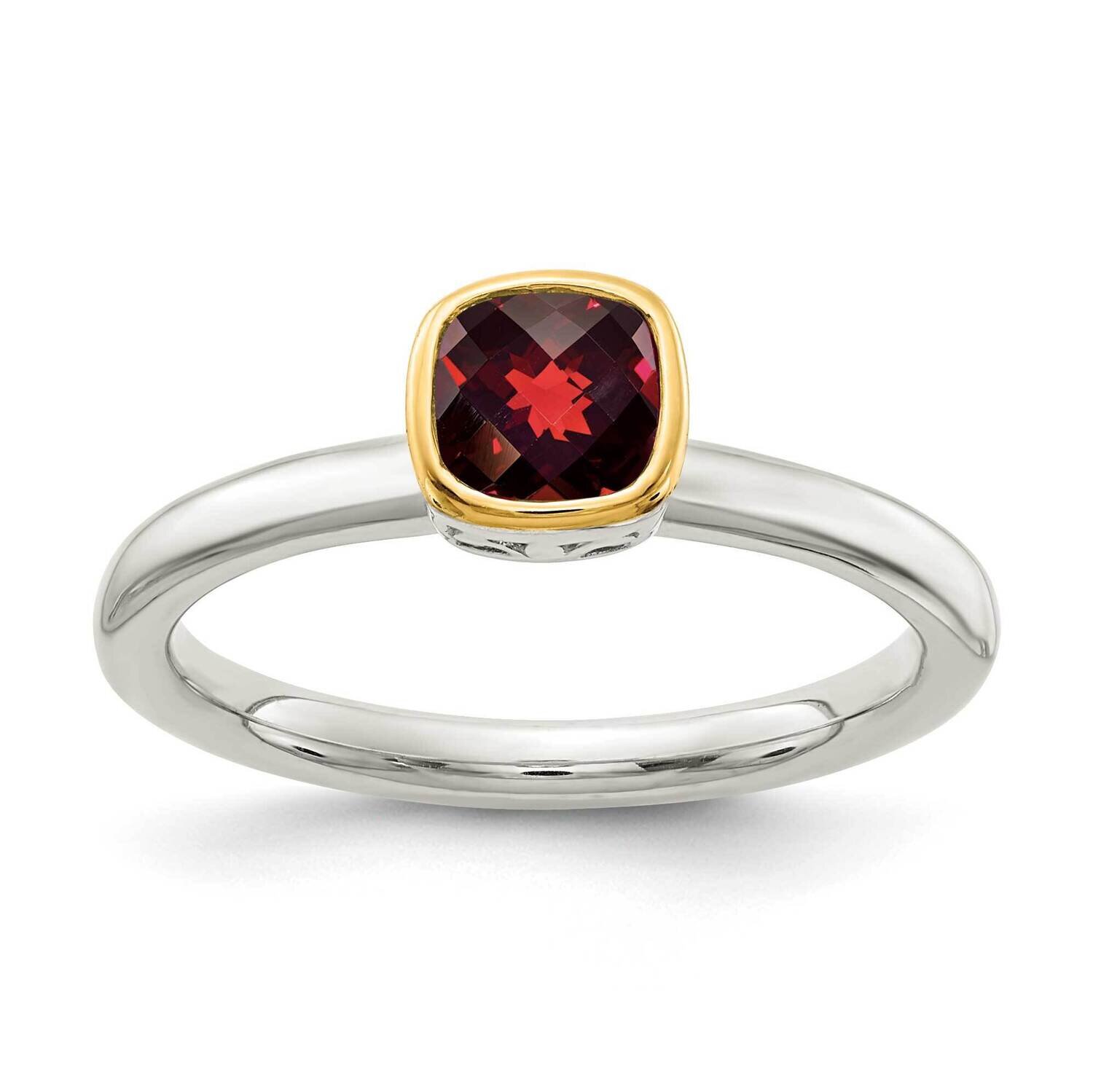 Garnet Ring Sterling Silver with 14k Gold Accent QTC1738